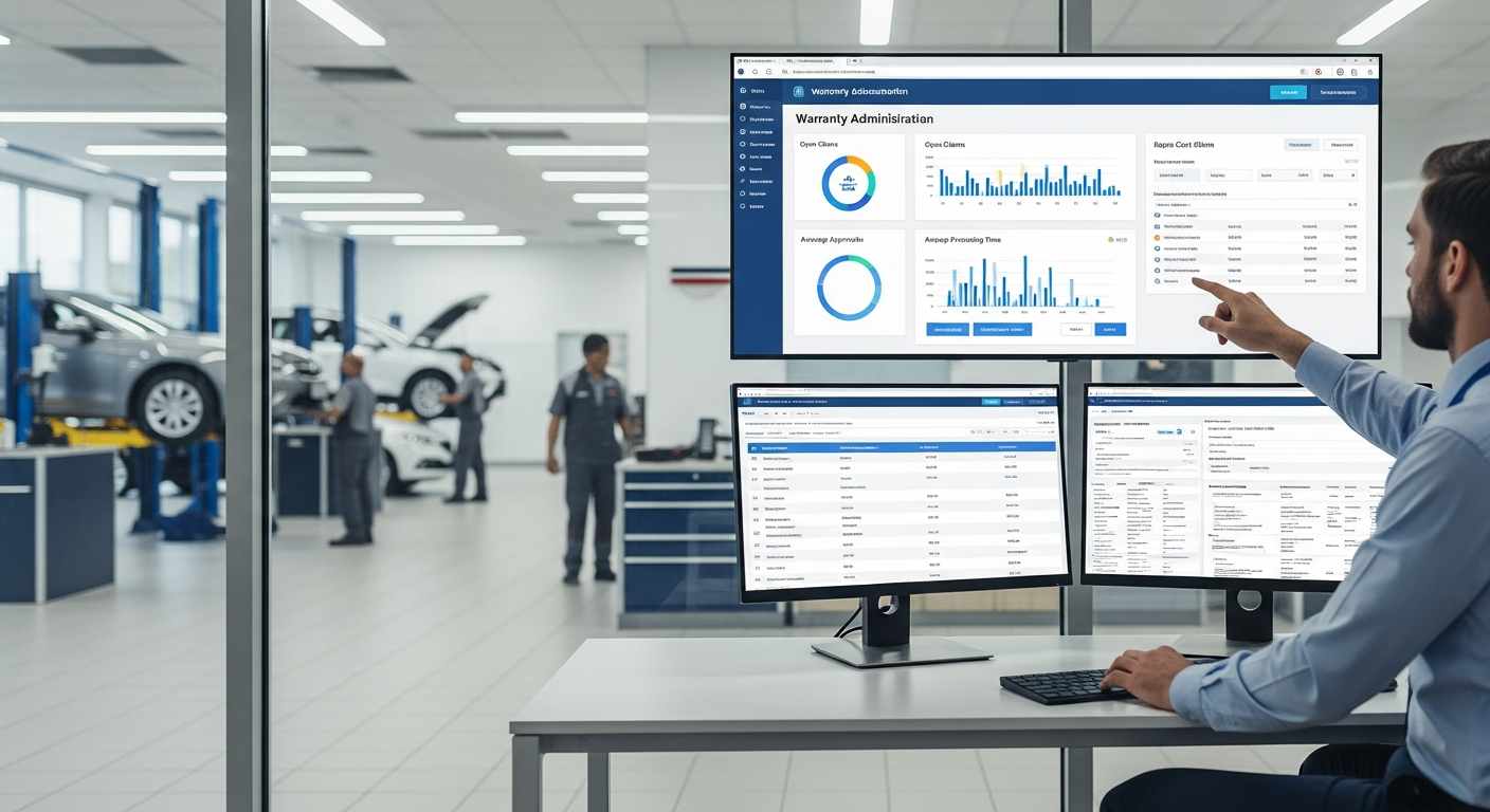 Service manager reviewing warranty claims