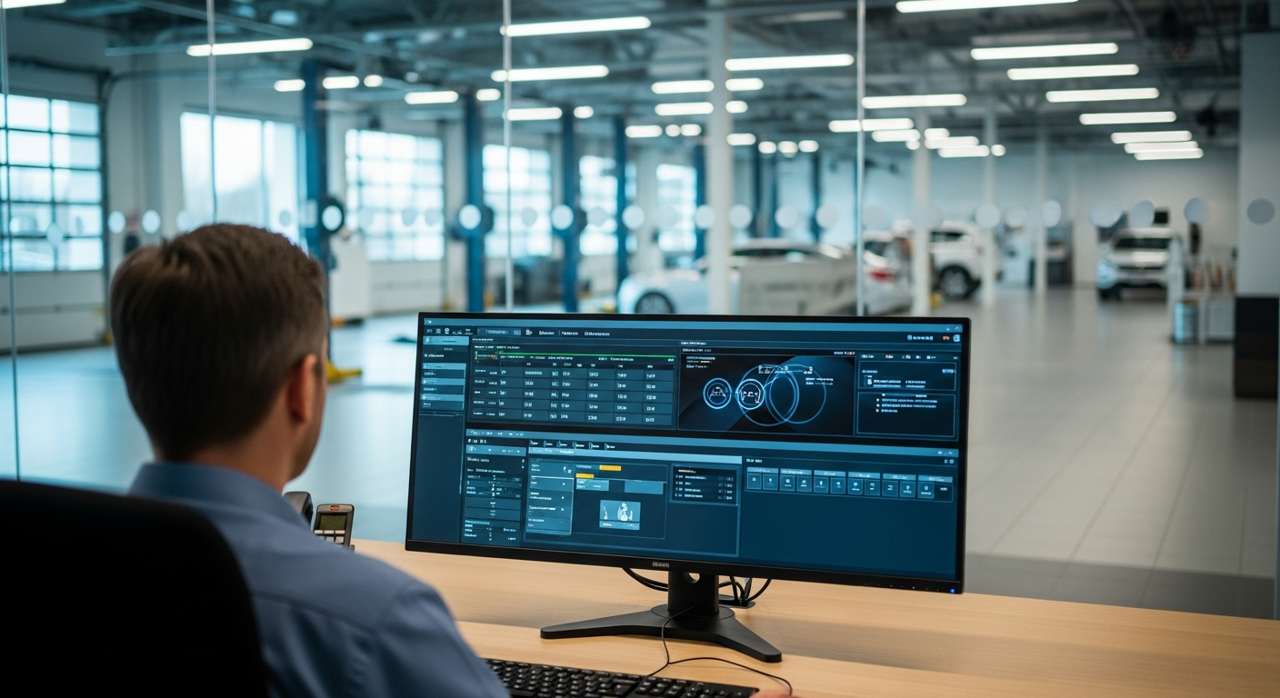 Digital dashboard with service department analytics.