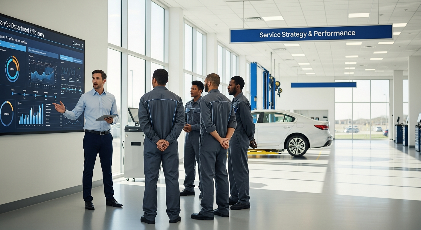 Service department strategy meeting with digital tools