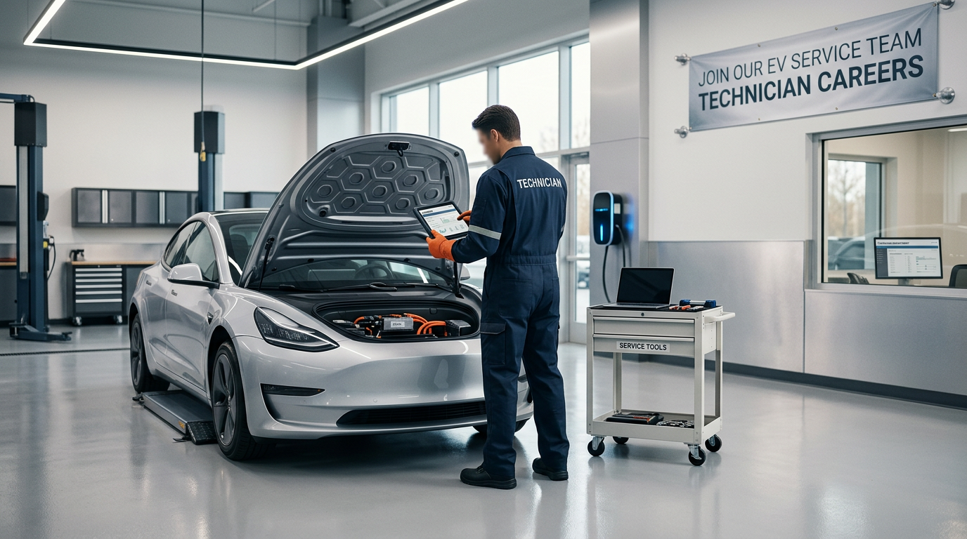 Technician working on EV