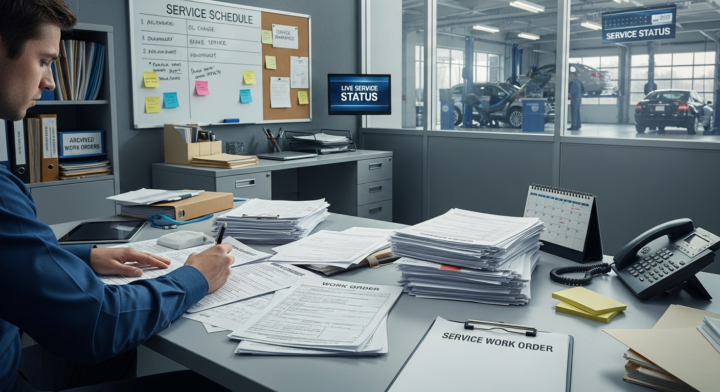 Service manager with paperwork