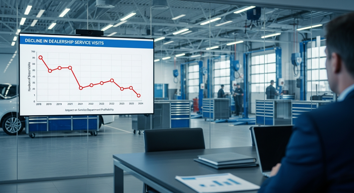 Graph showing decline in dealership service visits