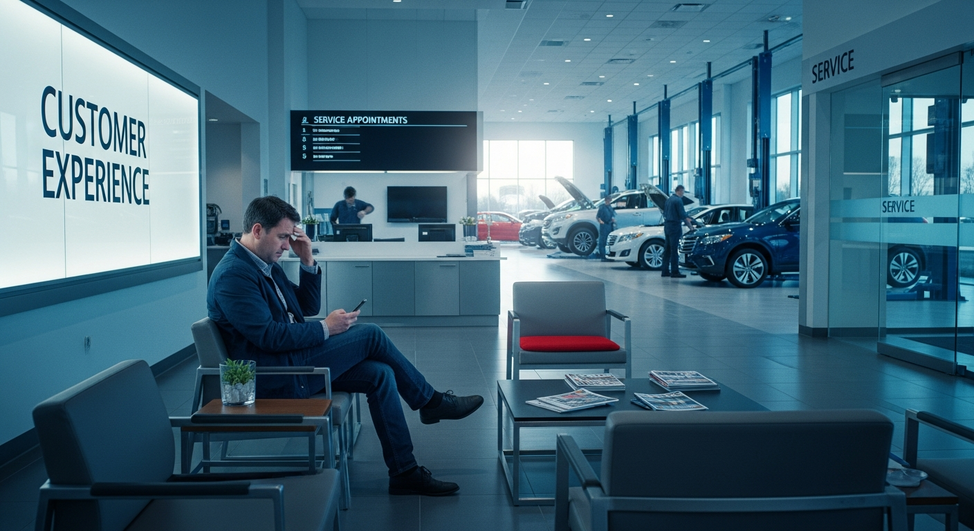 Customer waiting at dealership service department