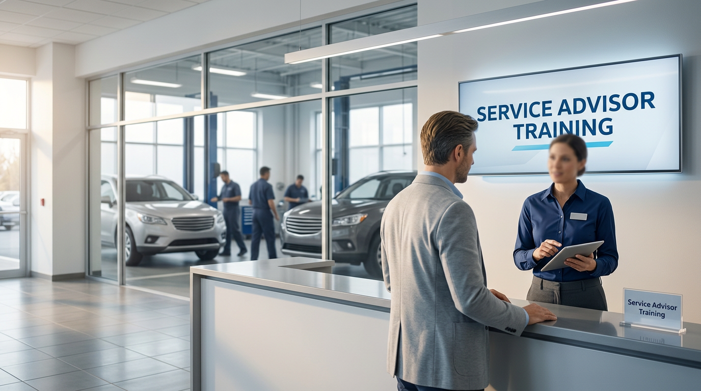 Service advisor training in action at a dealership.