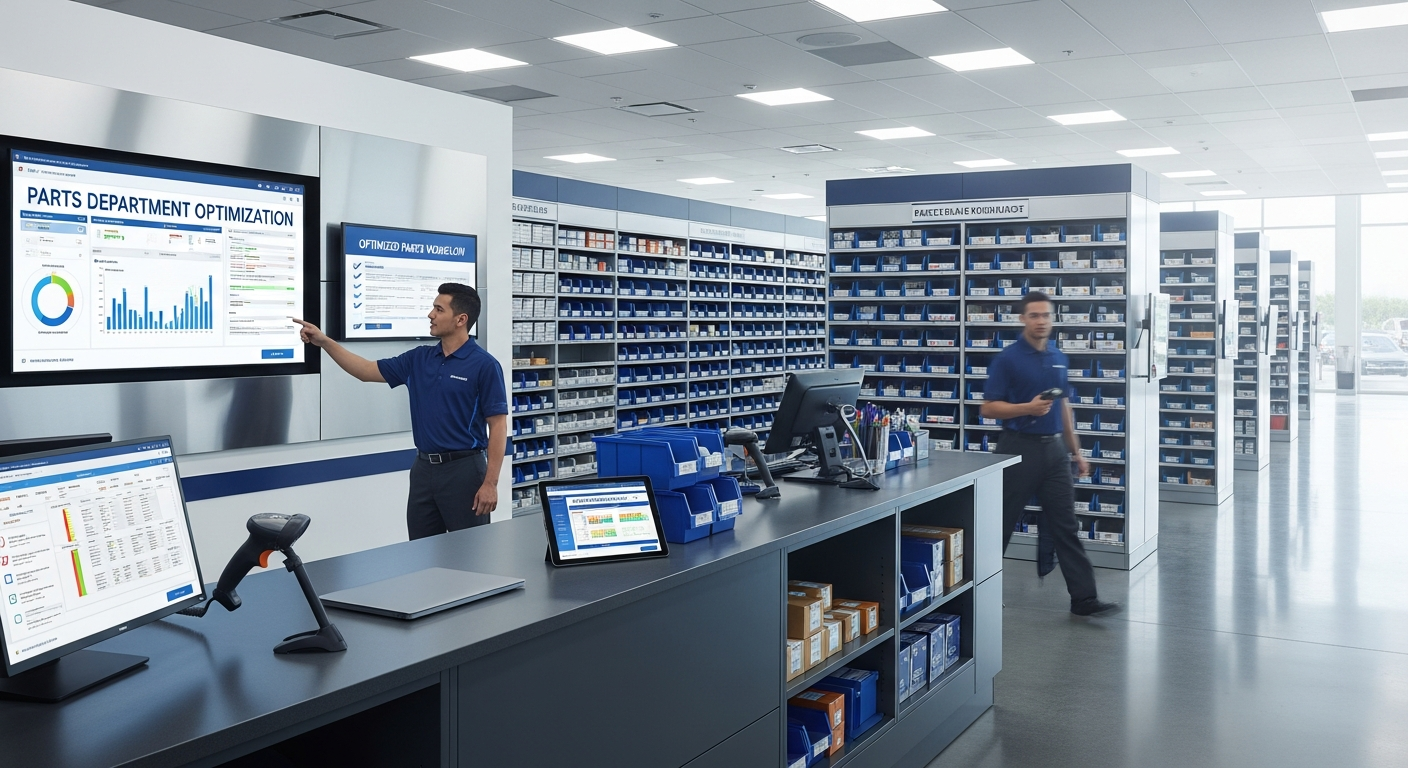 Optimized parts department with organized inventory