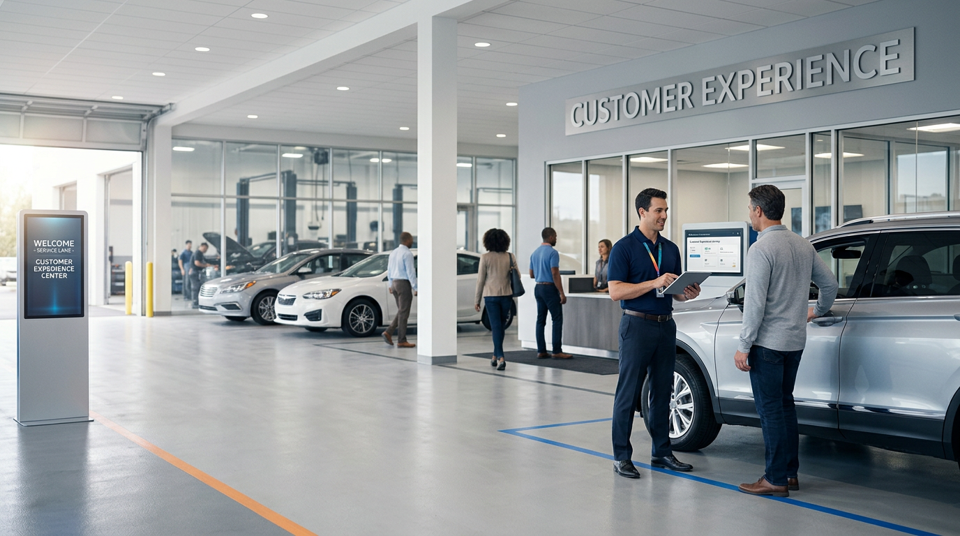 Dealership service lane with advanced technology