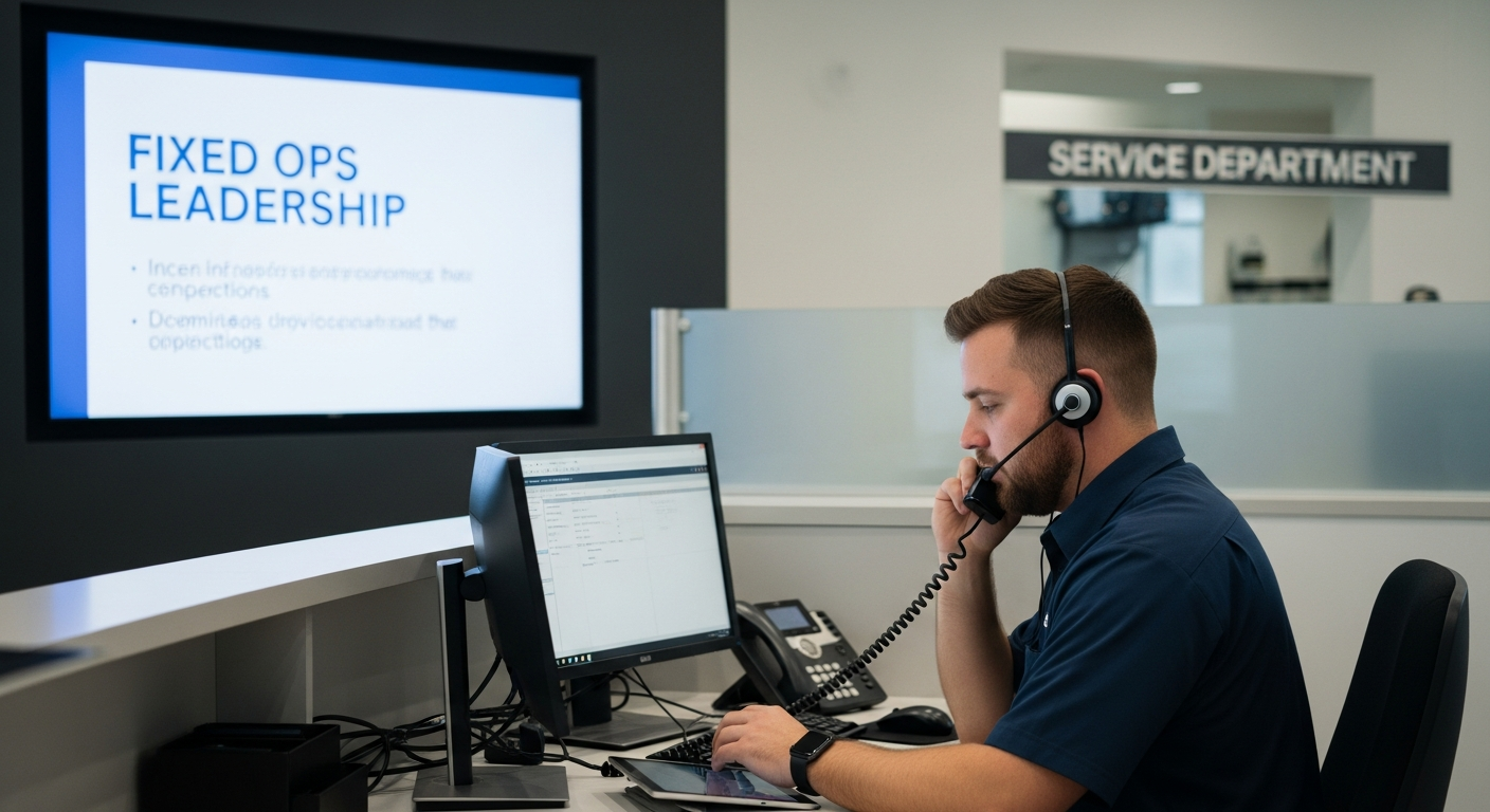 Frustrated service advisor at work.