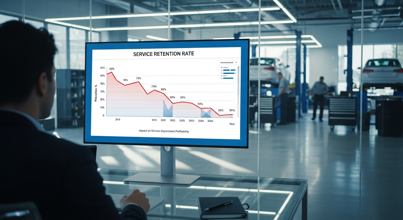 Declining service retention graph