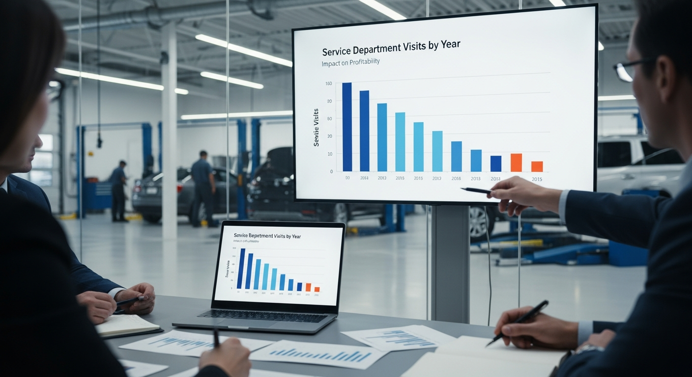 Graph of declining dealership service visits