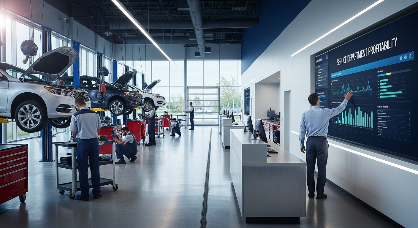 Service department with technicians and advisors