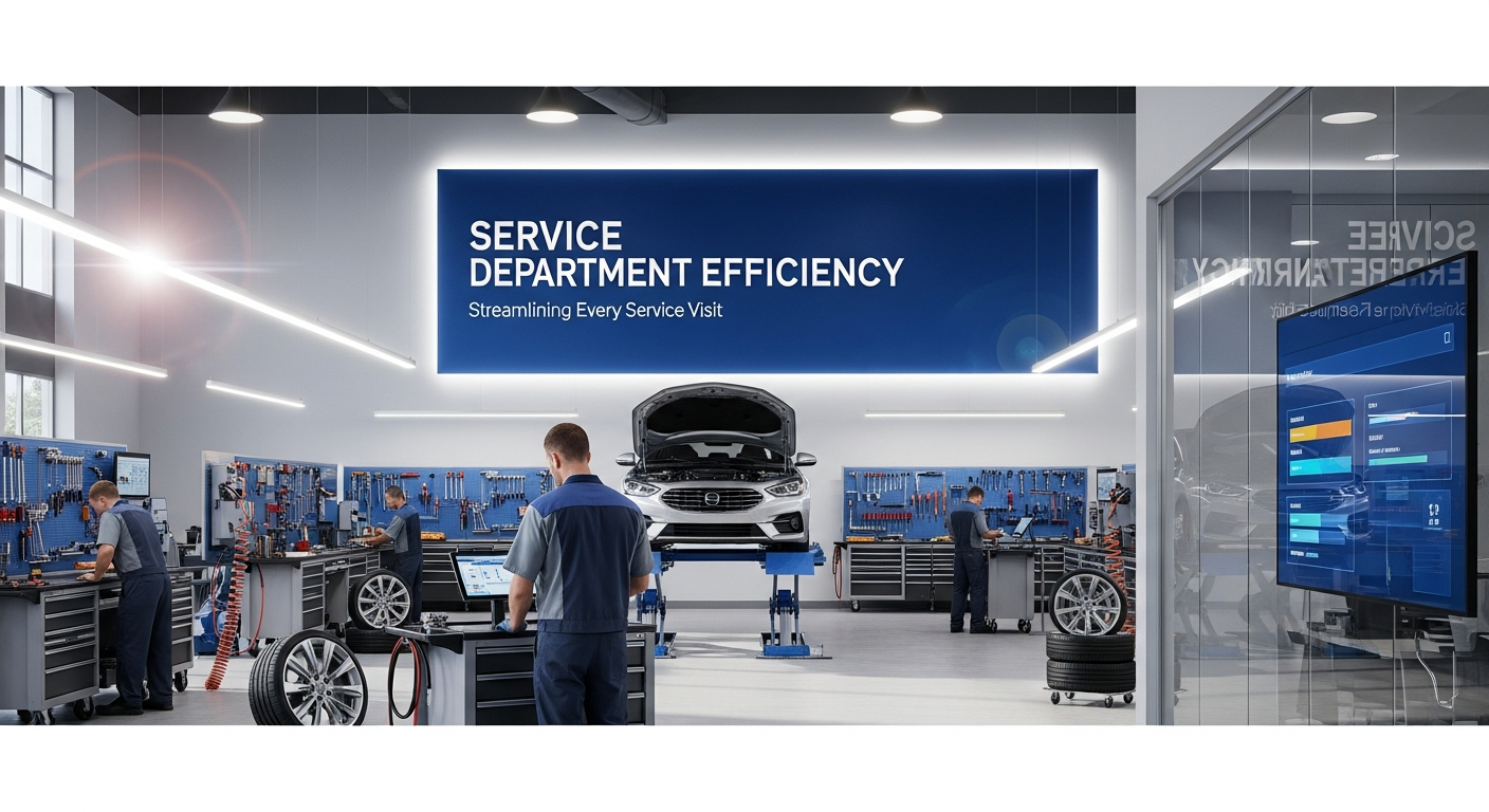 Automotive service department with technicians