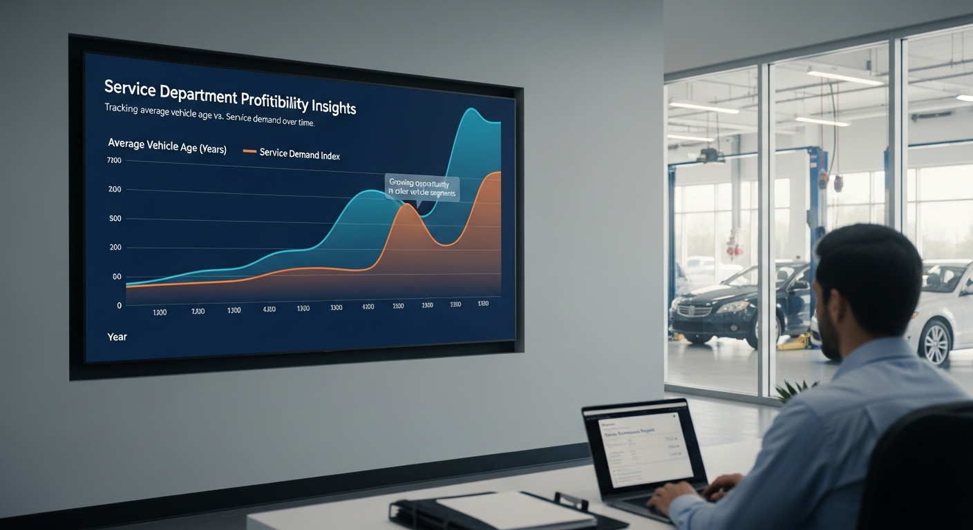 Graph showing trends in vehicle age and service demand