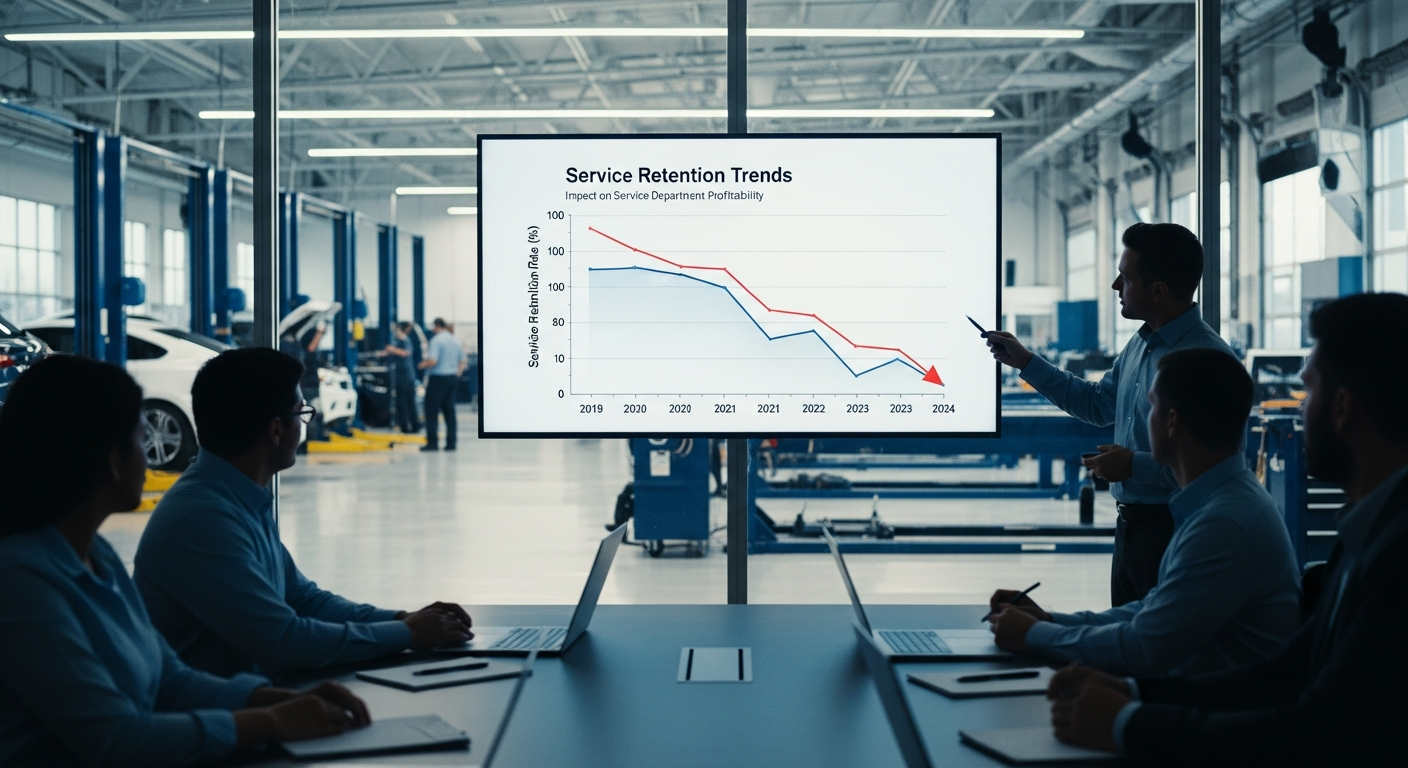 Chart depicting decline in service retention rates.
