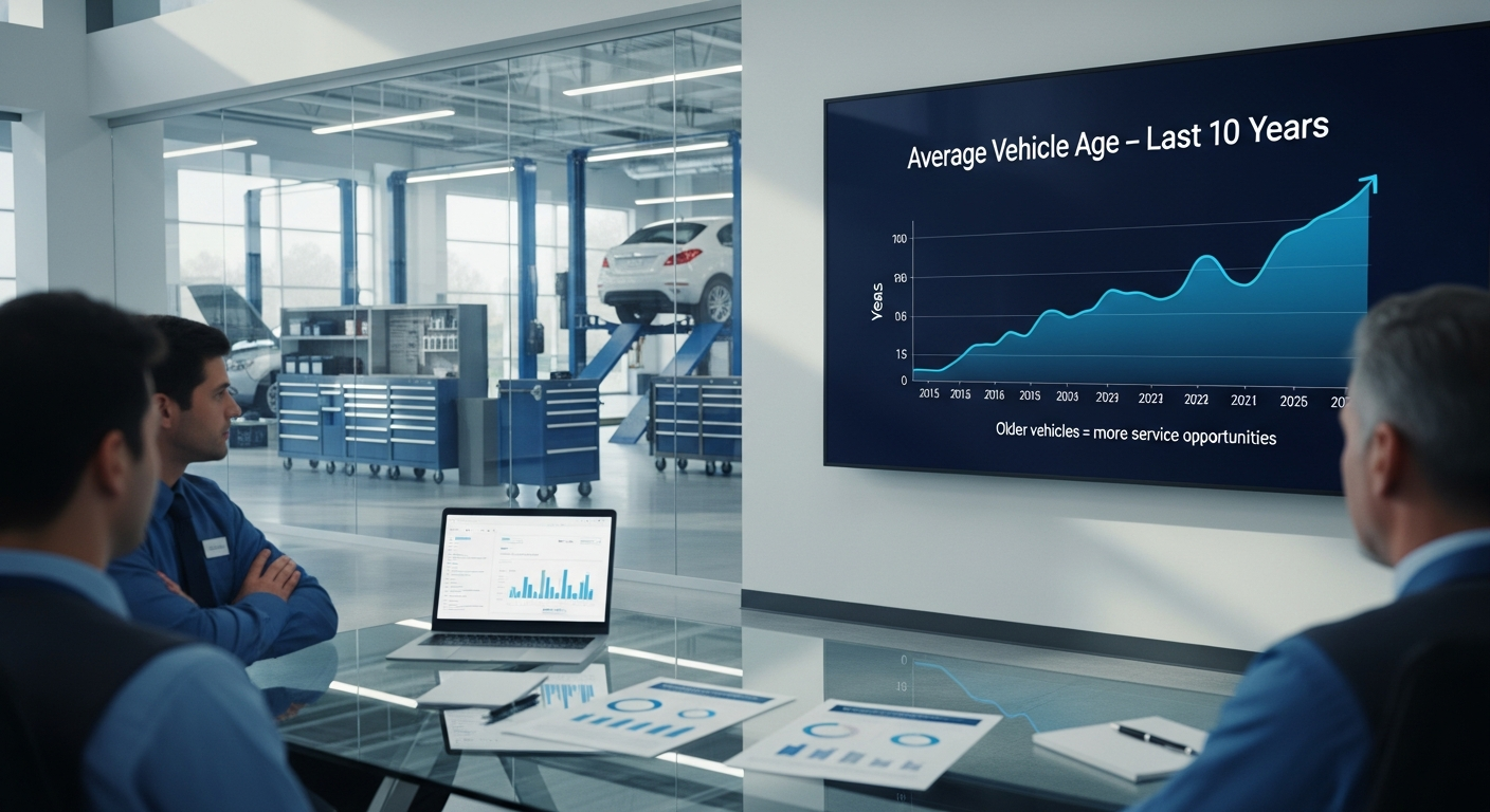 Graph showing the increase in average vehicle age.
