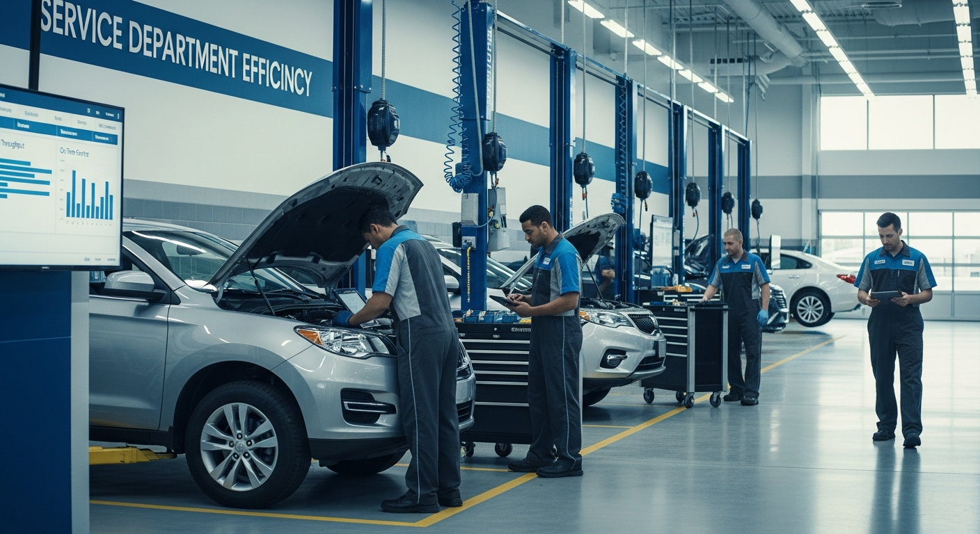 Auto technicians working in a service department