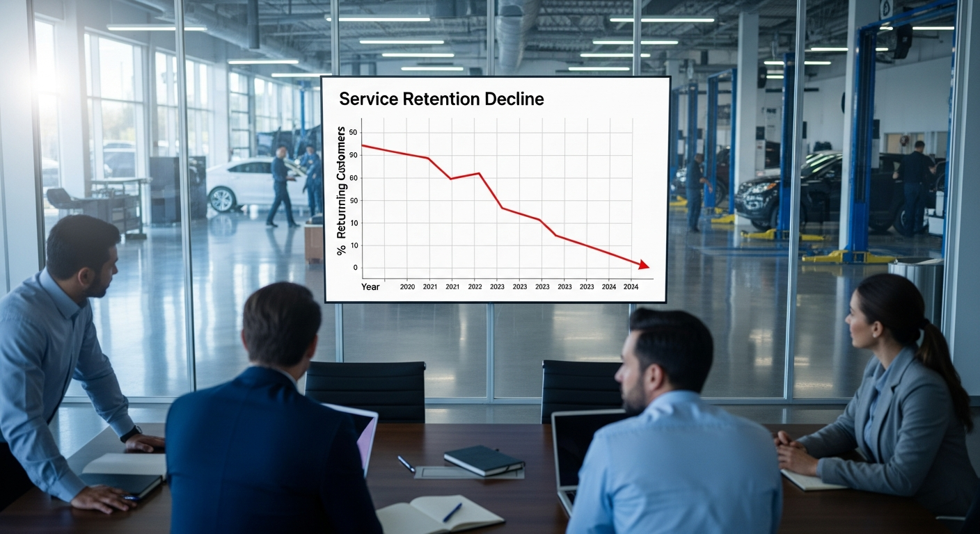 Graph depicting declining service retention rates