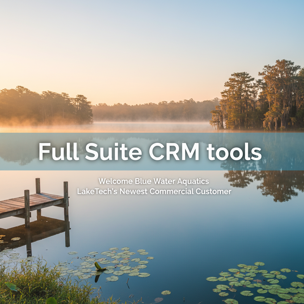 Absolutely, here is a professional blog image for your article, featuring a Florida lake and the text "Full Suite CRM to