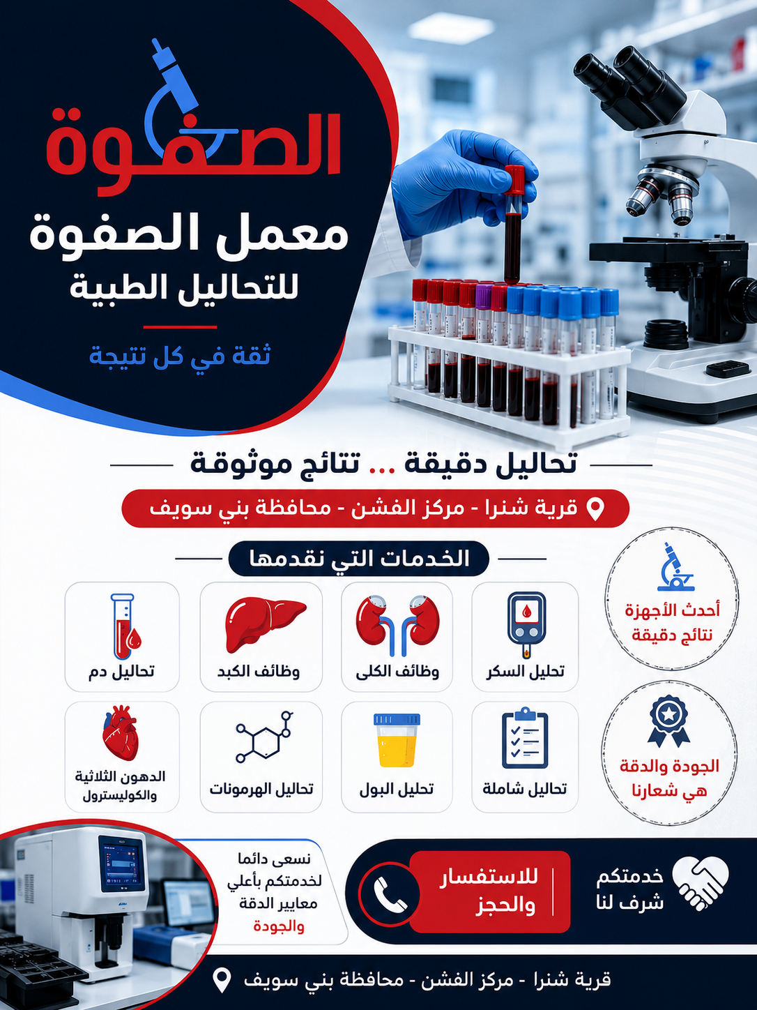 معمل الصفوة للتحاليل الطبية بقرية شنرا