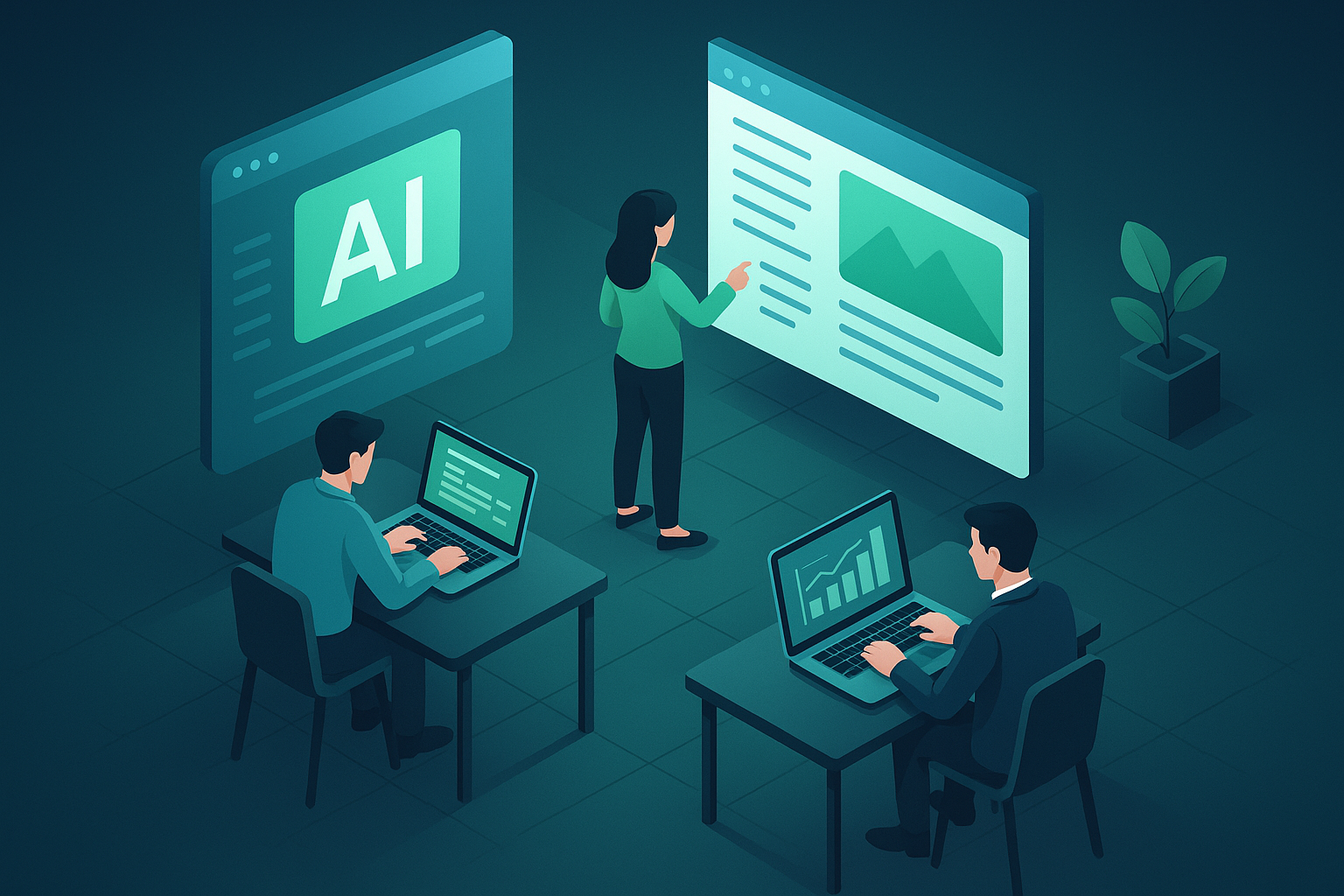Professional AI content automation scene