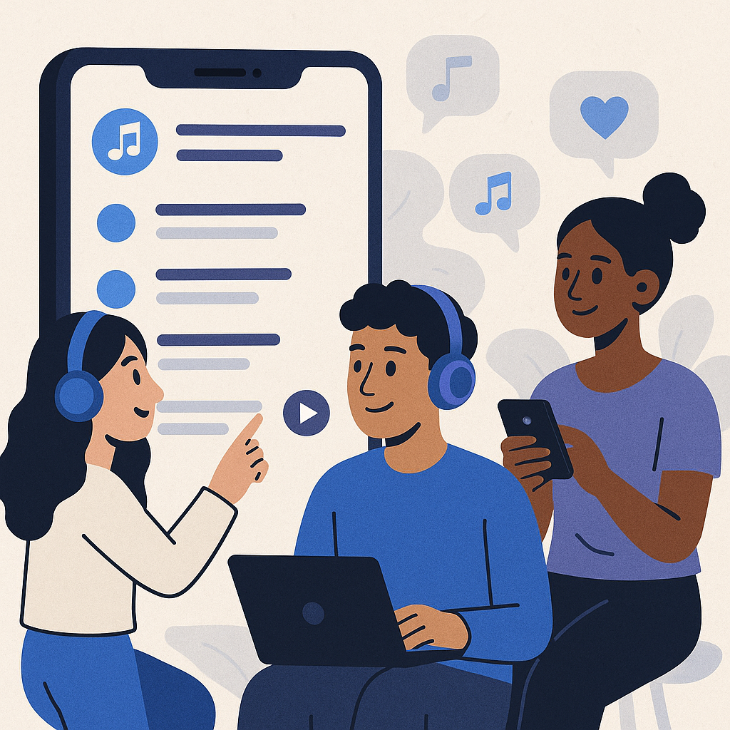 Collaborative Playlists and Social Listening — illustration