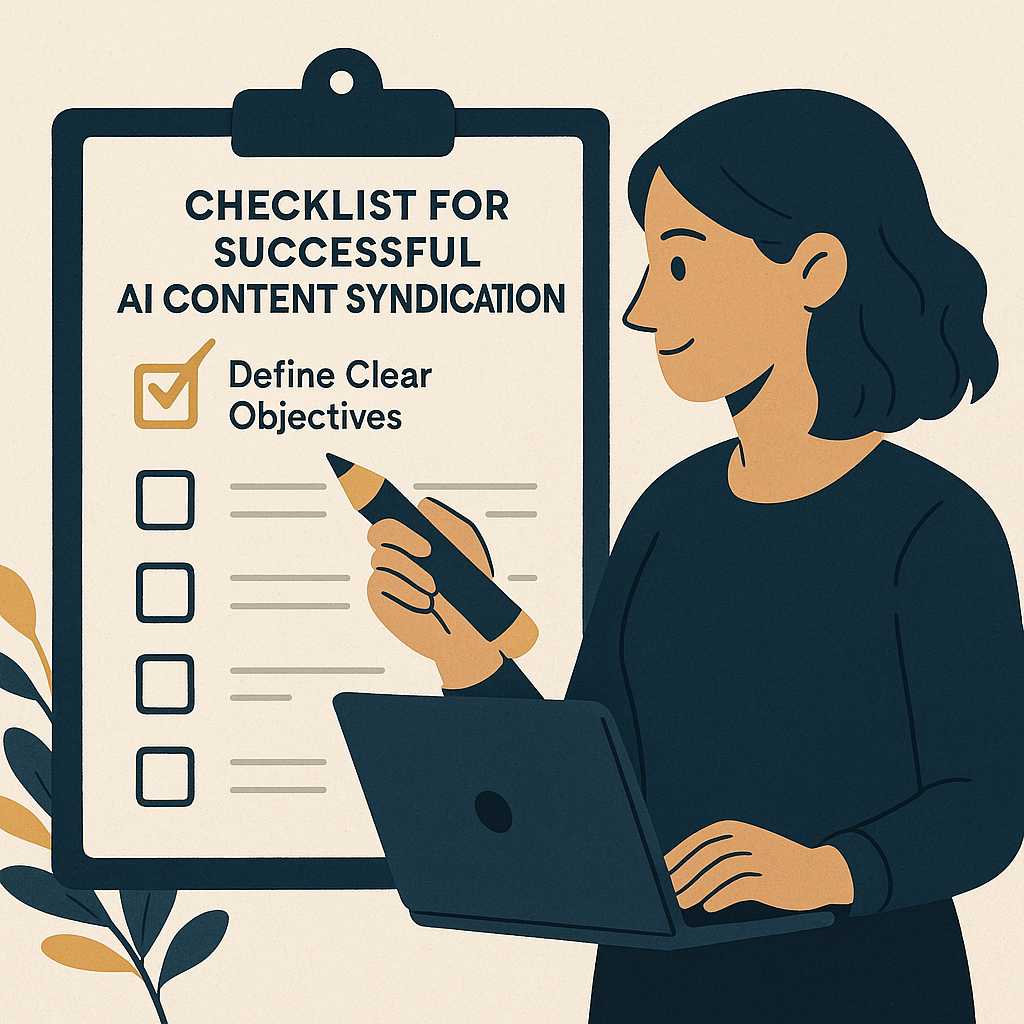 Checklist for Successful AI Content Syndication — illustration