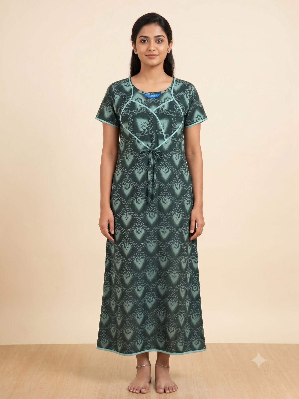 Floral Leaf Print Cotton Nightie 1
