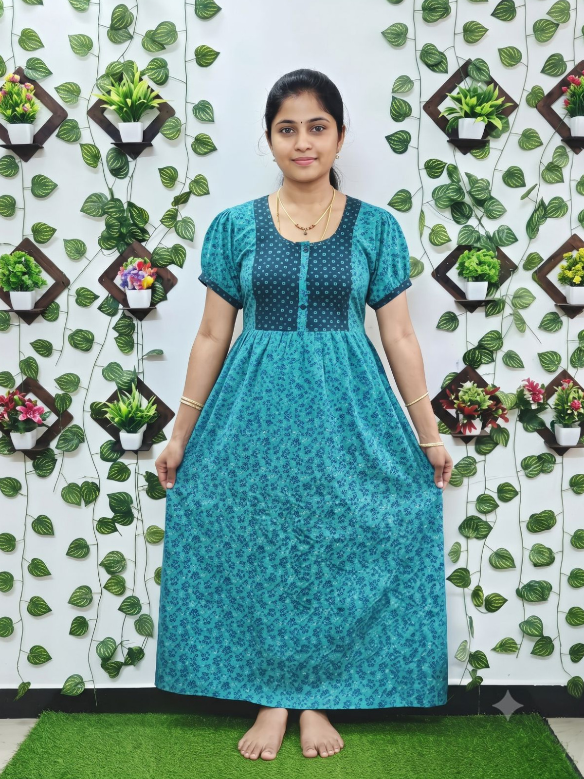 Women's Floral Printed Cotton Nighty