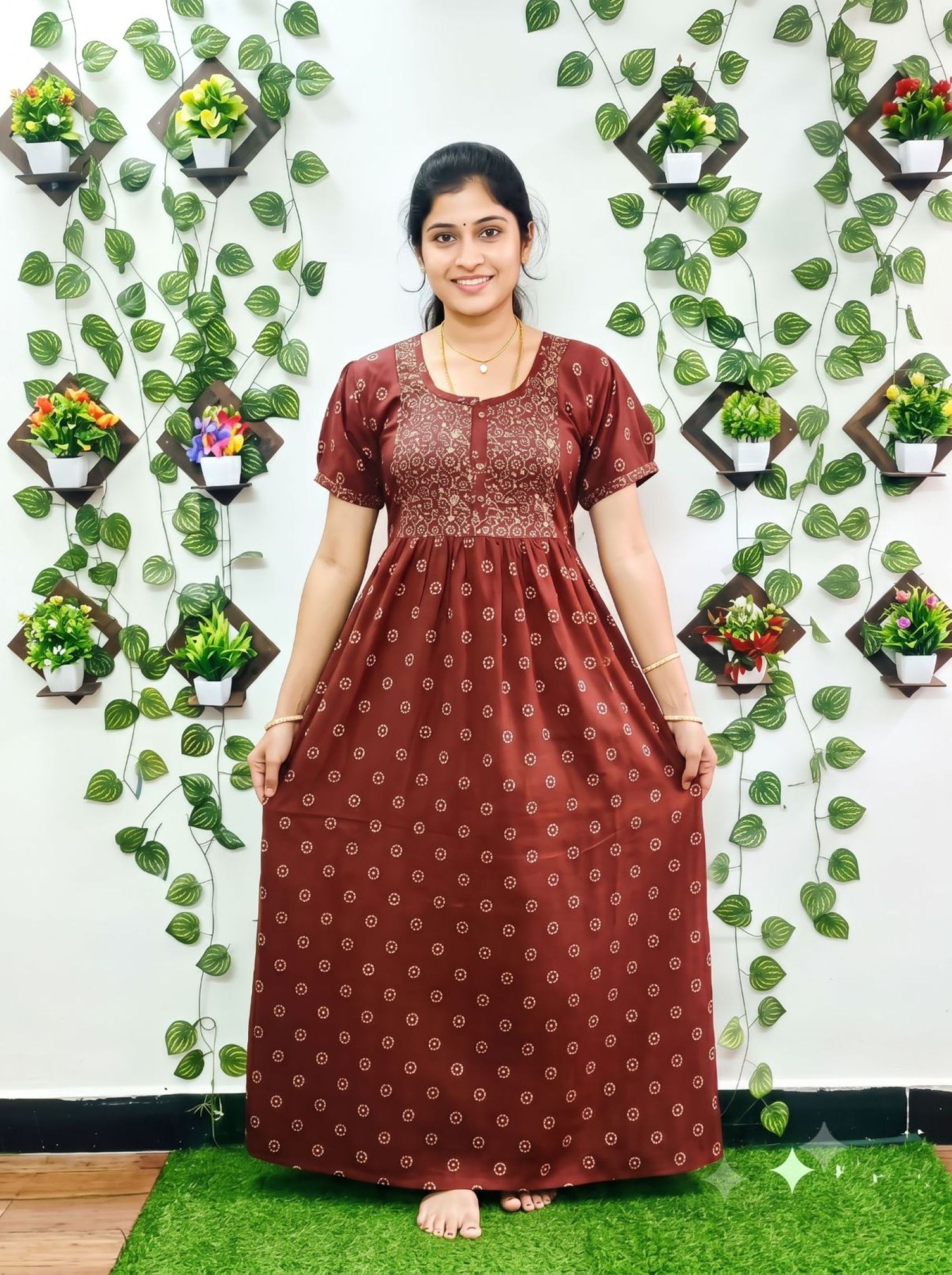 Women's Floral Printed Cotton Nighty 1