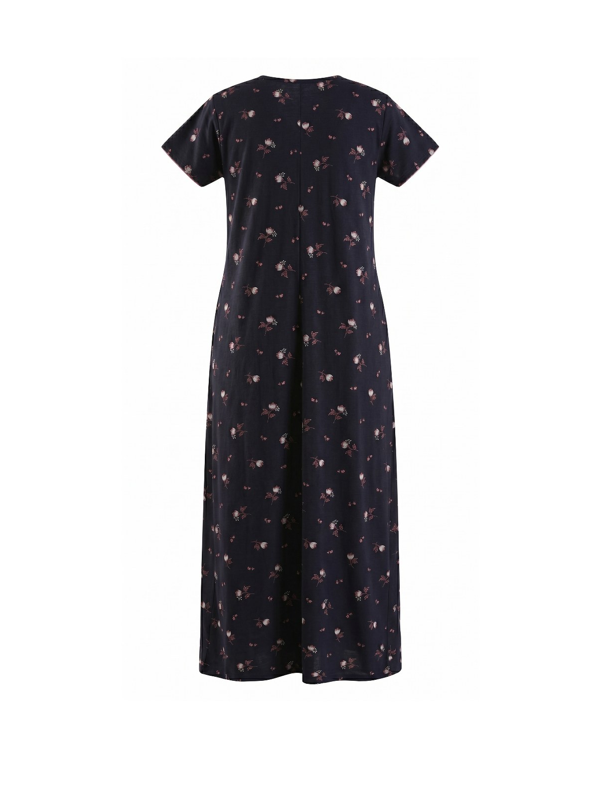 Elegant Navy Blue Cotton Floral Nighty 2