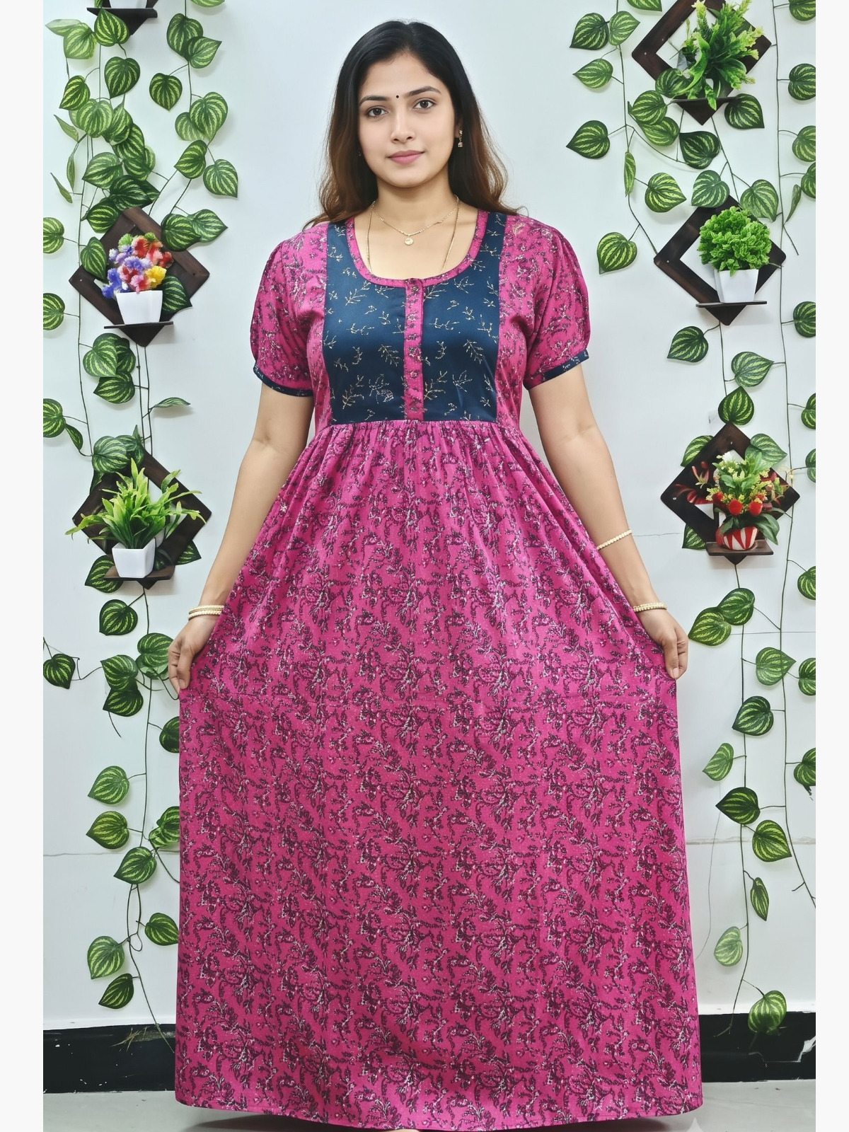 Women’s Floral Printed Cotton Maxi Nighty 2