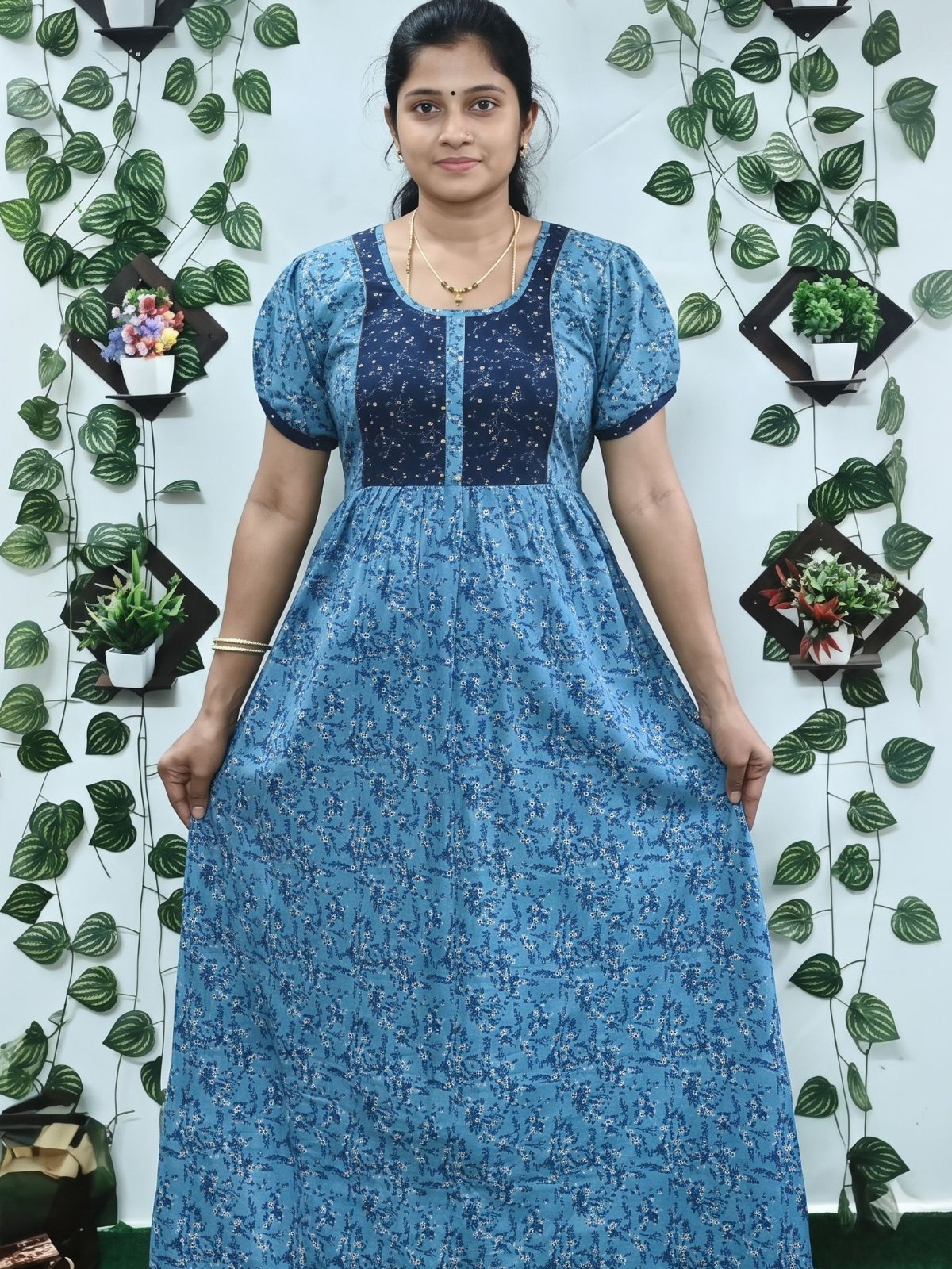 Women’s Floral Printed Cotton Maxi Nighty