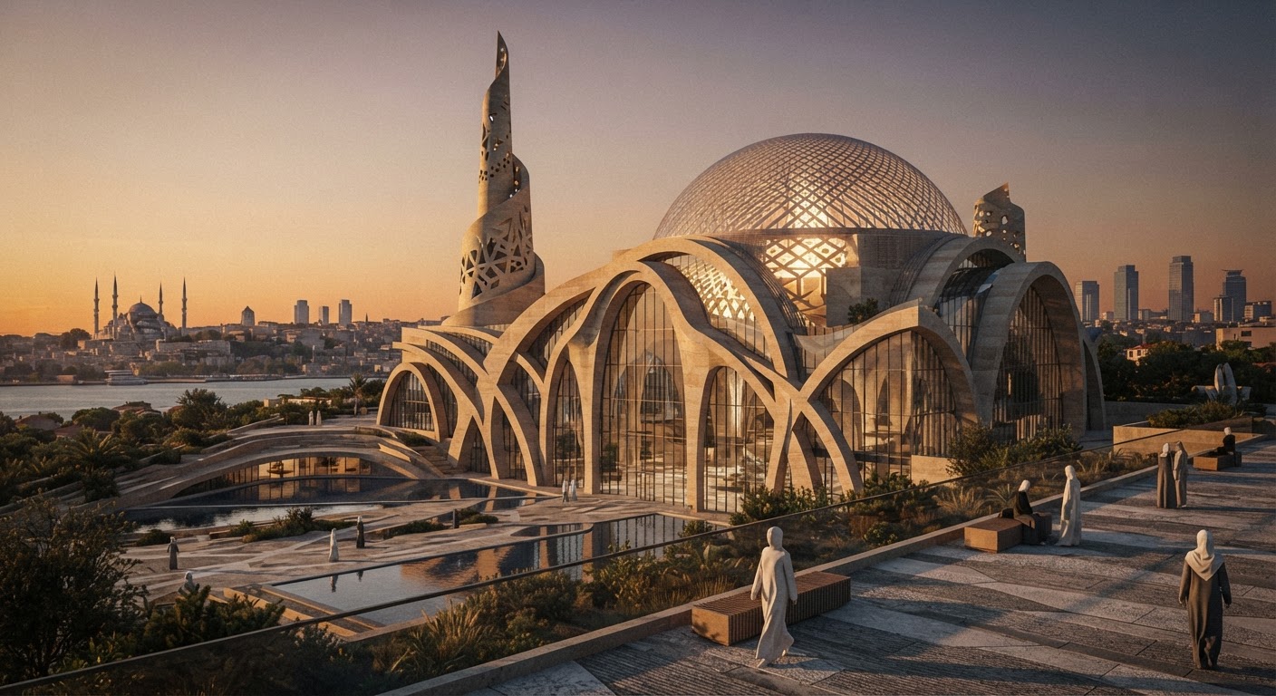 Form analizi: Ayasofya, Sagrada Familia ve modern ikonlardan çıkarılacak tasarım prensipleri — ArchiRend AI görseli