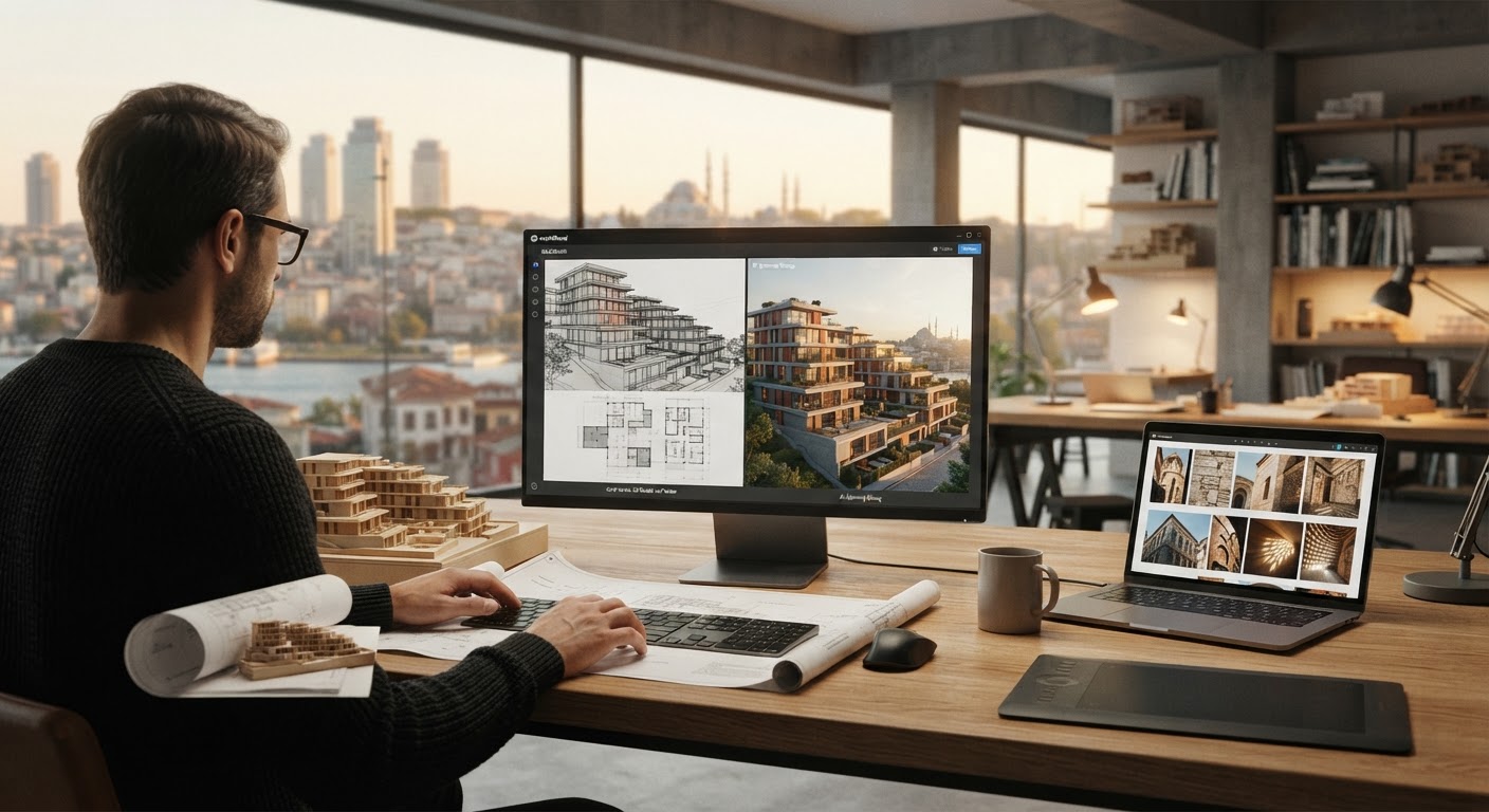 ArchiRend’e proje verisini hazırlama: plan, model, fotoğraf — ArchiRend AI görseli