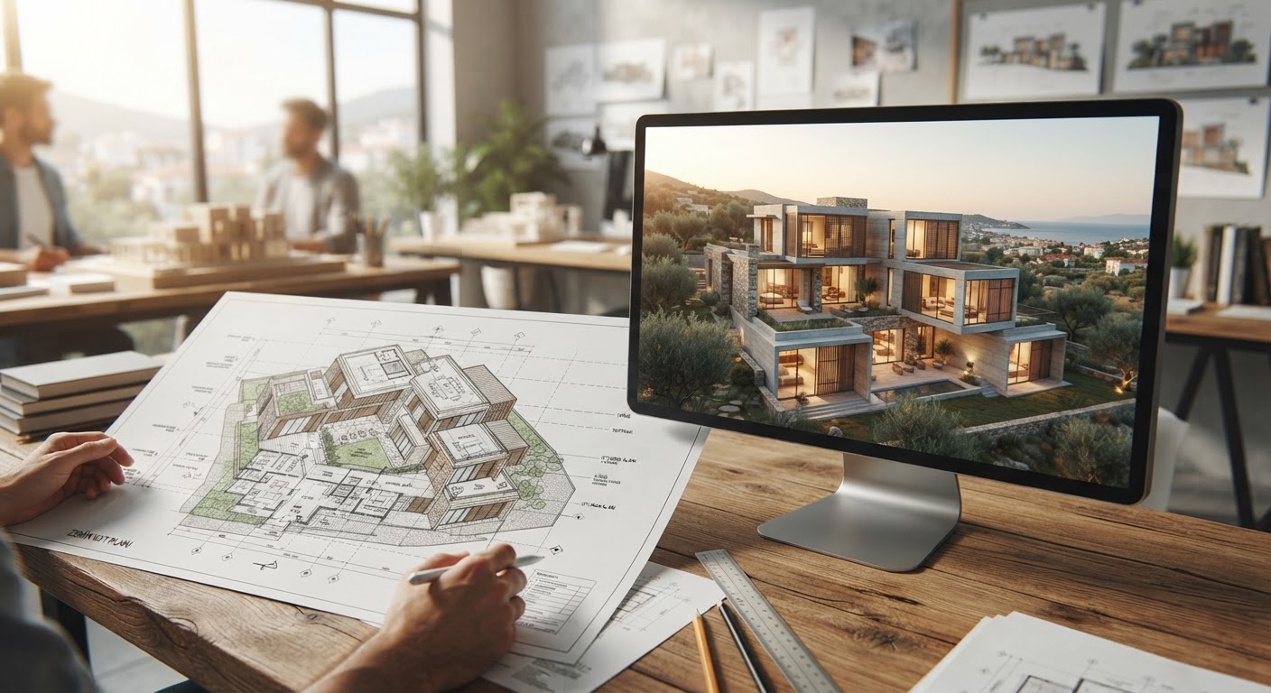 2D plandan 3D benzeri çıktı alma: Konsept hızlandırma — ArchiRend AI görseli