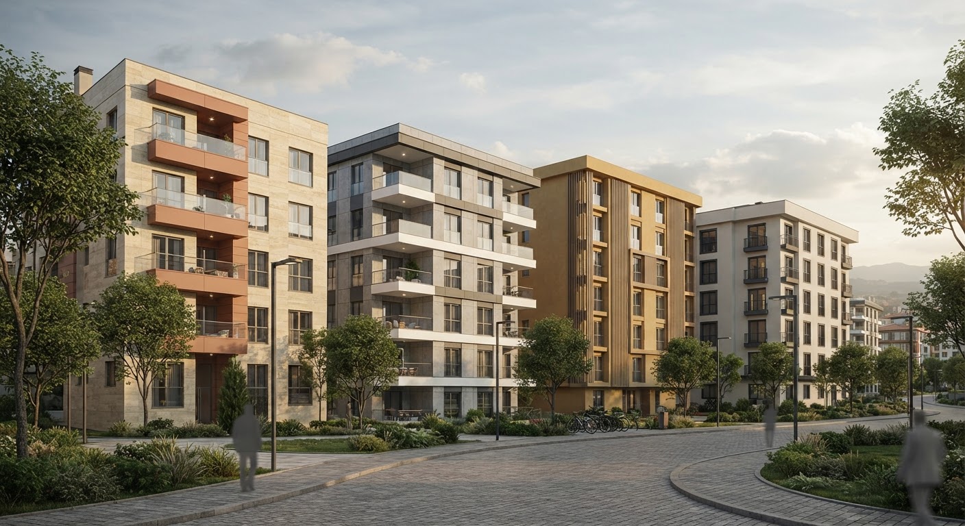 Farklı cephe seçeneklerini hızlı çoğaltma: malzeme ve renk varyantları — ArchiRend AI görseli