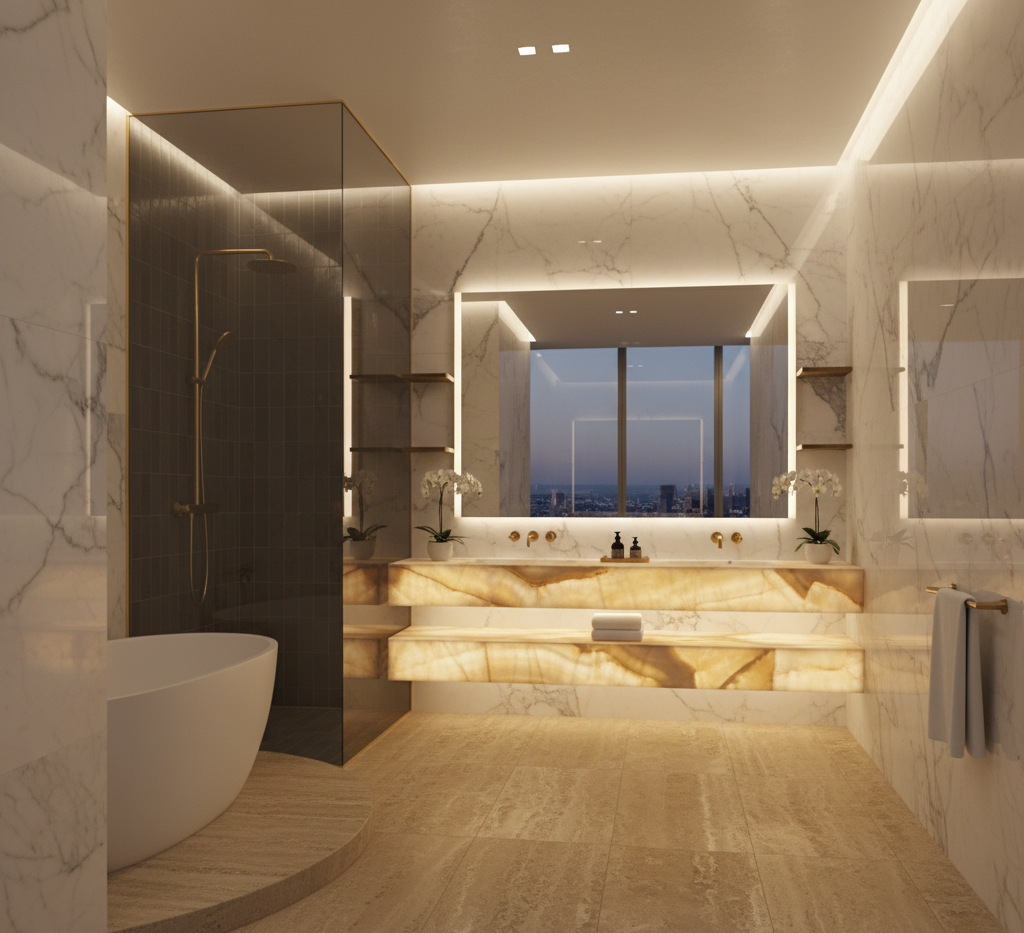 Luxusbad München mit fugenloser Verlegung