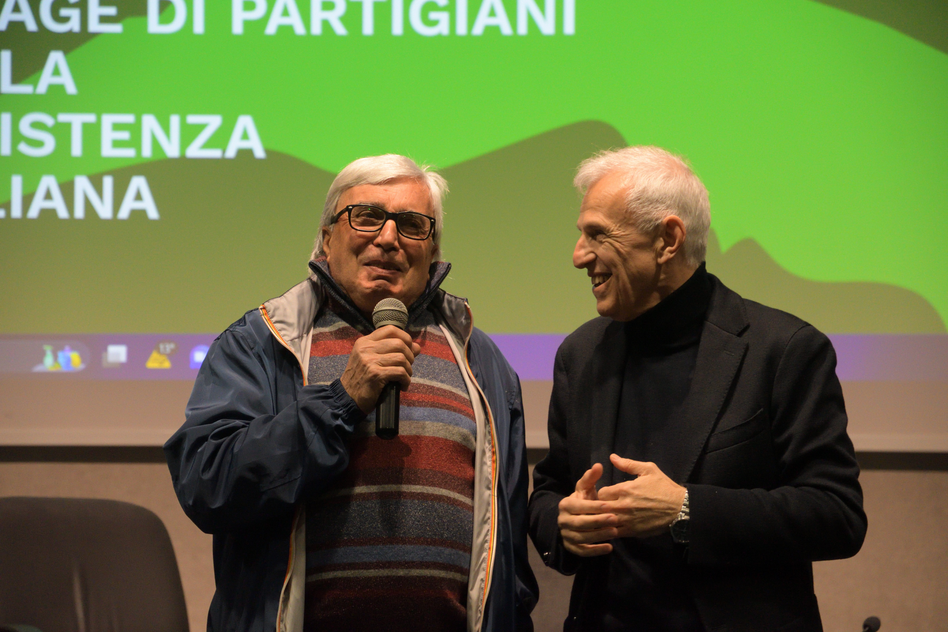 Il Sindaco di Bosio, Stefano Persano e Daniele Borioli, Presidente dell' Associazione Memoria della Benedicta.