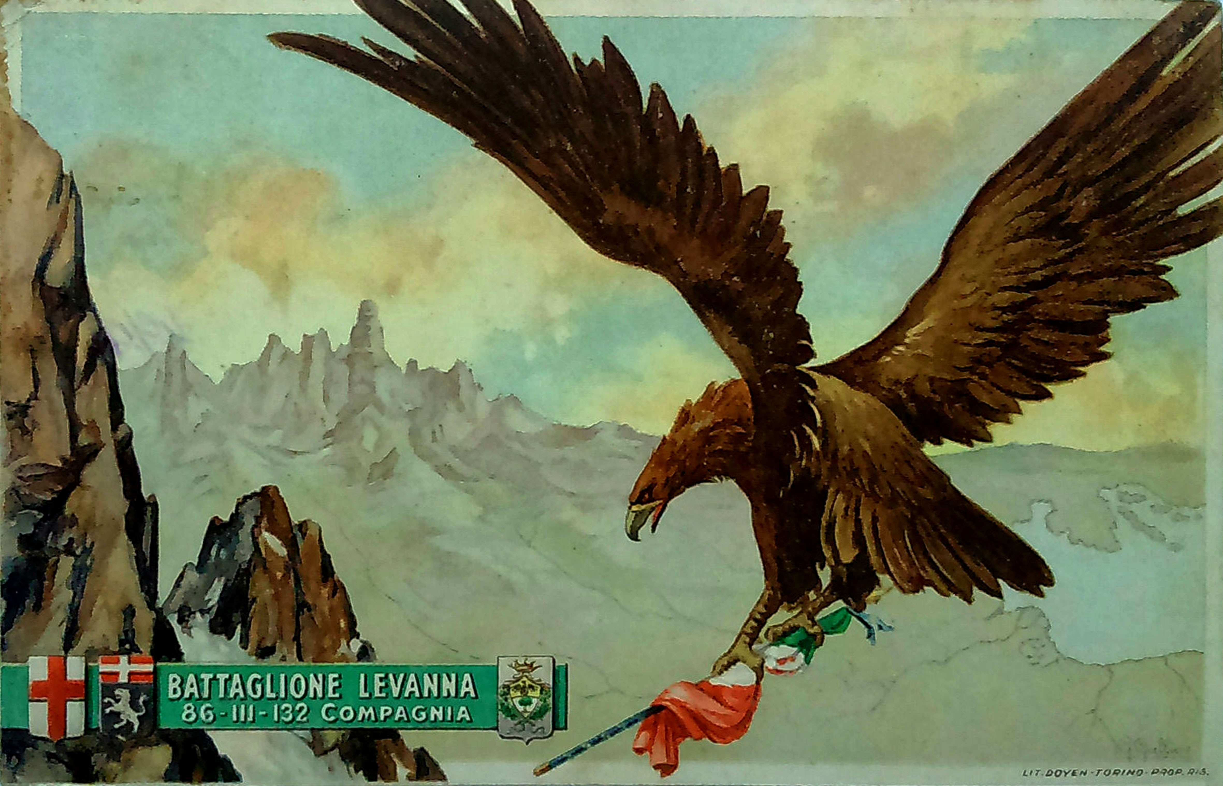 Una cartolina postale del Battaglione Alpini "Levanna"