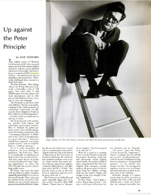 L’articolo sul professor Peter apparsa su “Life” il 18 luglio 1969.