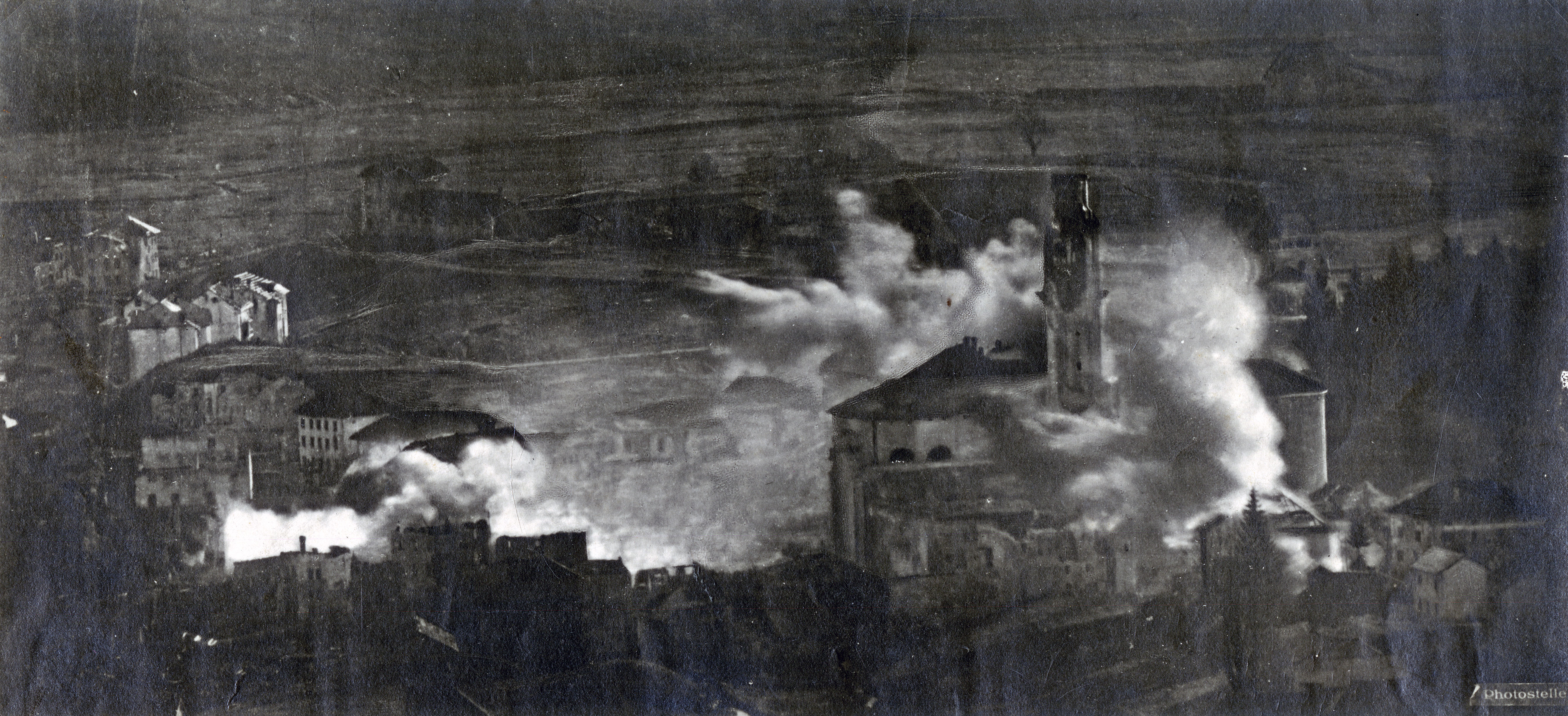 Asiago sotto il bombardamento austro-ungarico