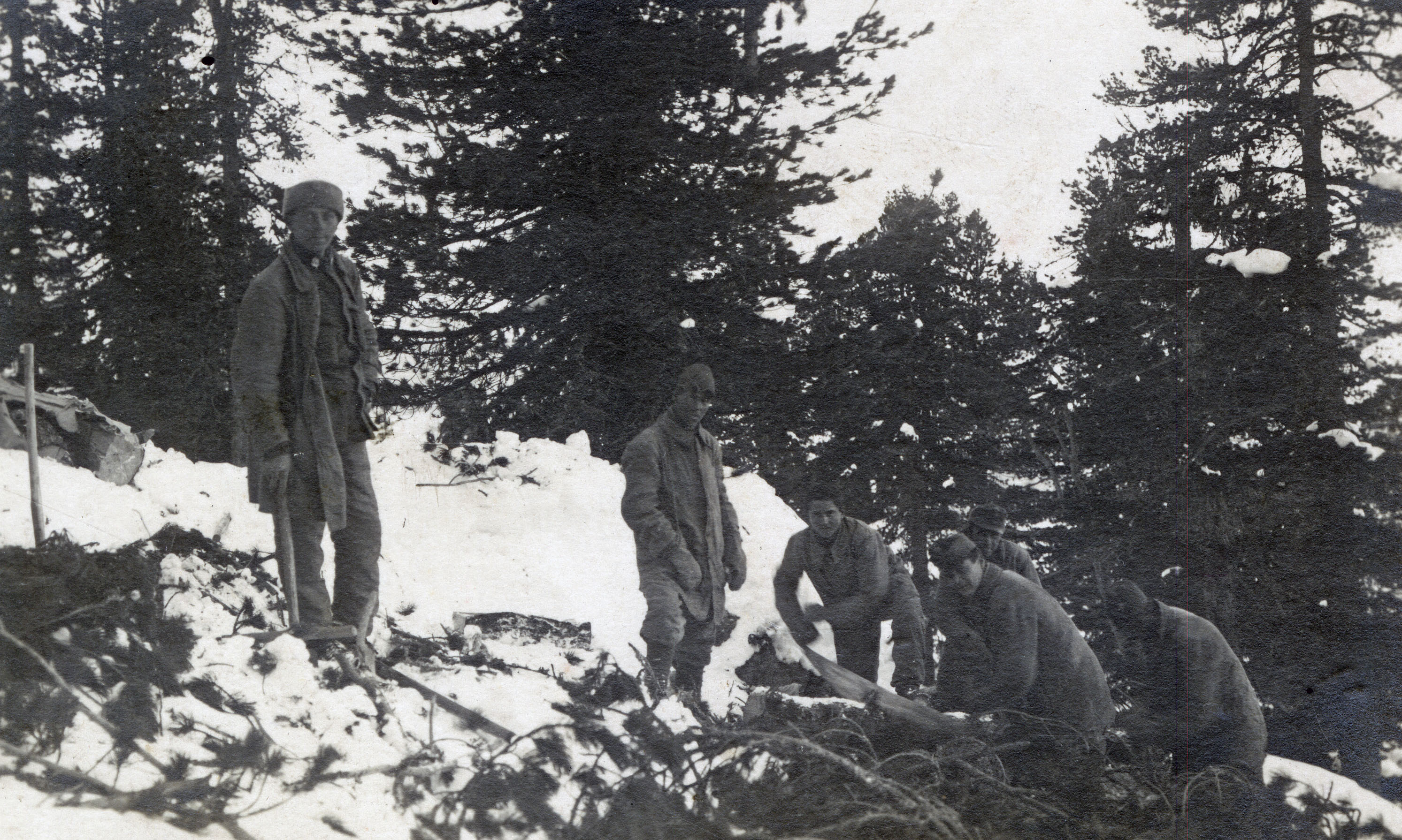 Truppe autro-ungariche impegnate nella costruzione di alcuni slittini, preparativi per l'offensiva del 1916