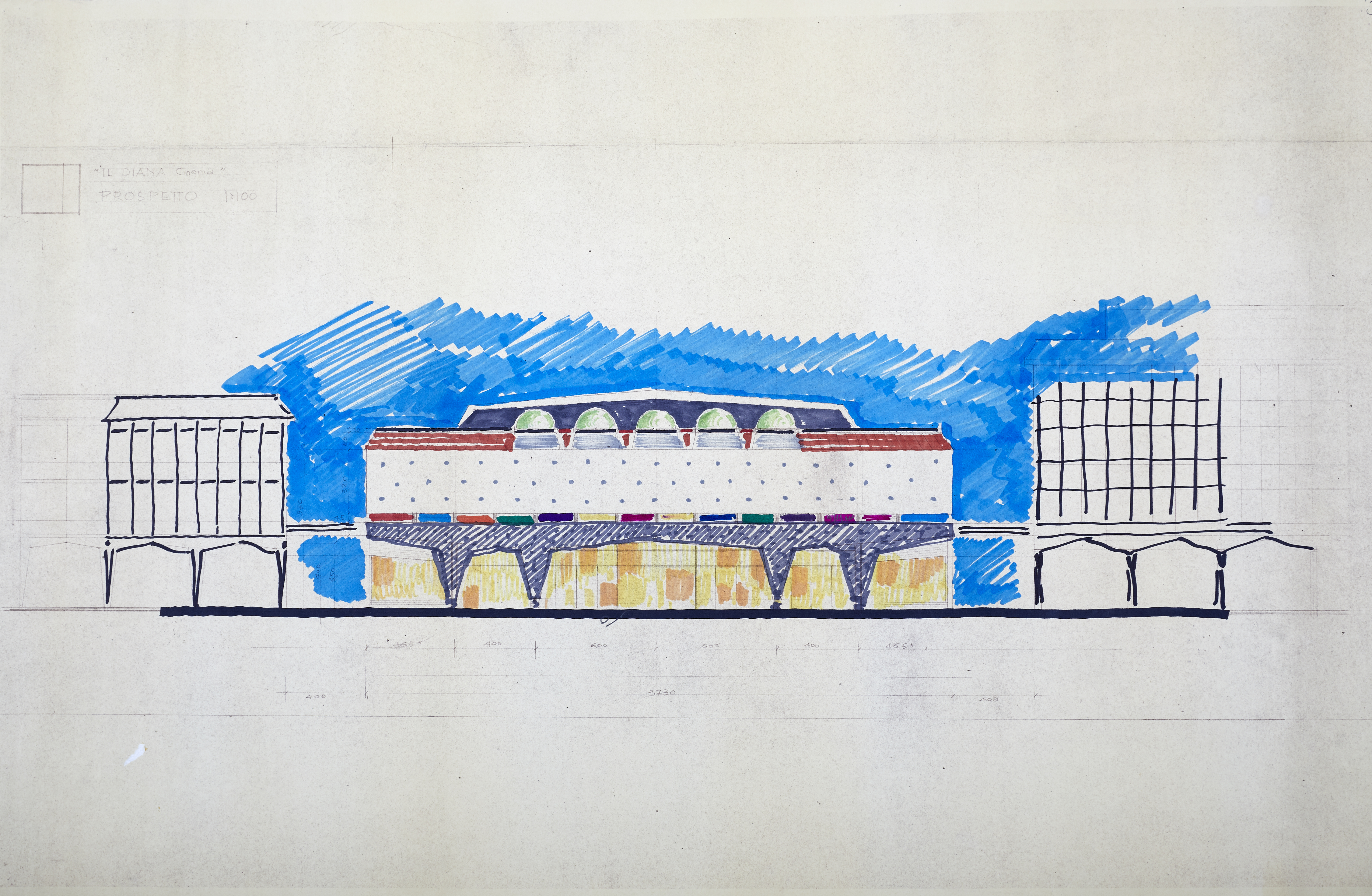 Cinema Mantegna, schizzo policromo