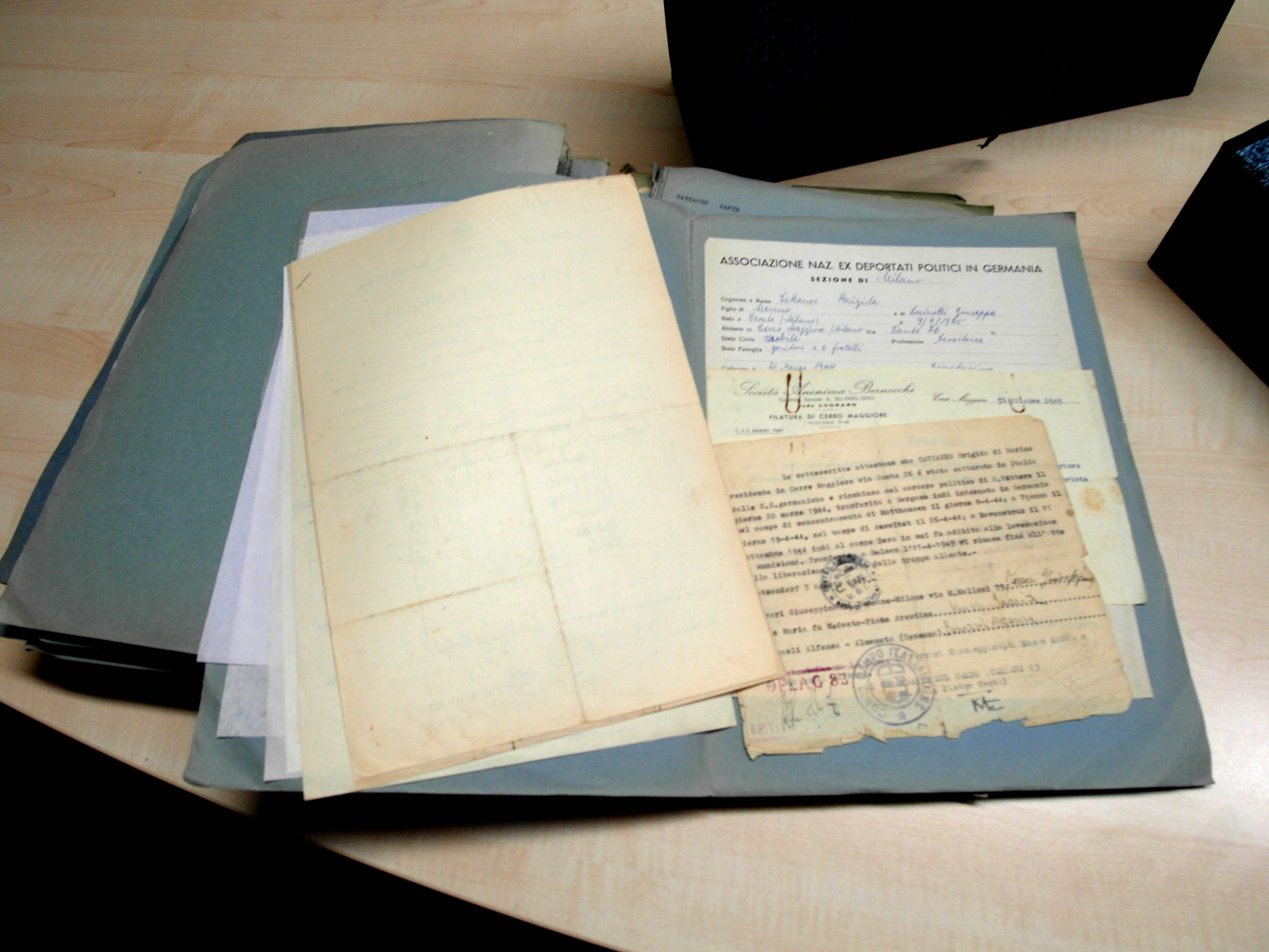 Un fascicolo conservato nel Fondo Aned sezione di Milano