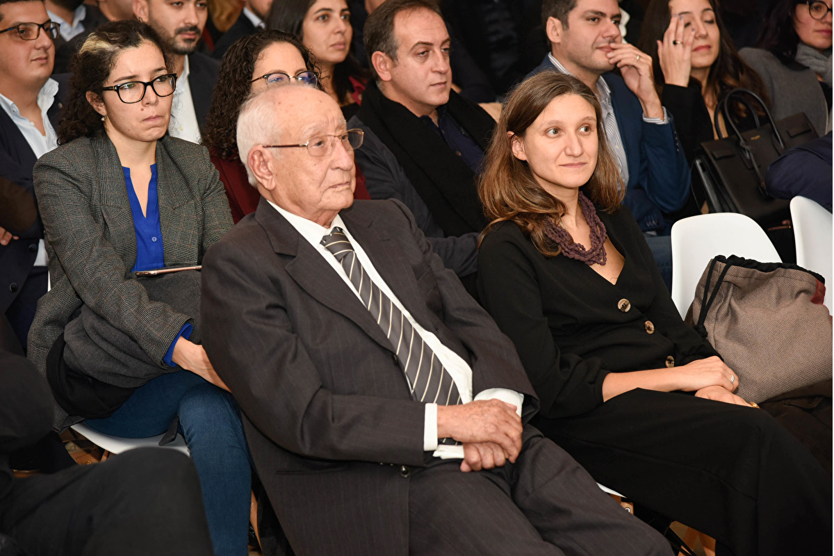 Ahmed Benkirane et Irene Bono en novembre 2019, lors des célébrations du 200ème anniversaire de l'Ecole Supérieure de Commerce de Paris que Benkirane a fréquenté entre 1946 et 1951