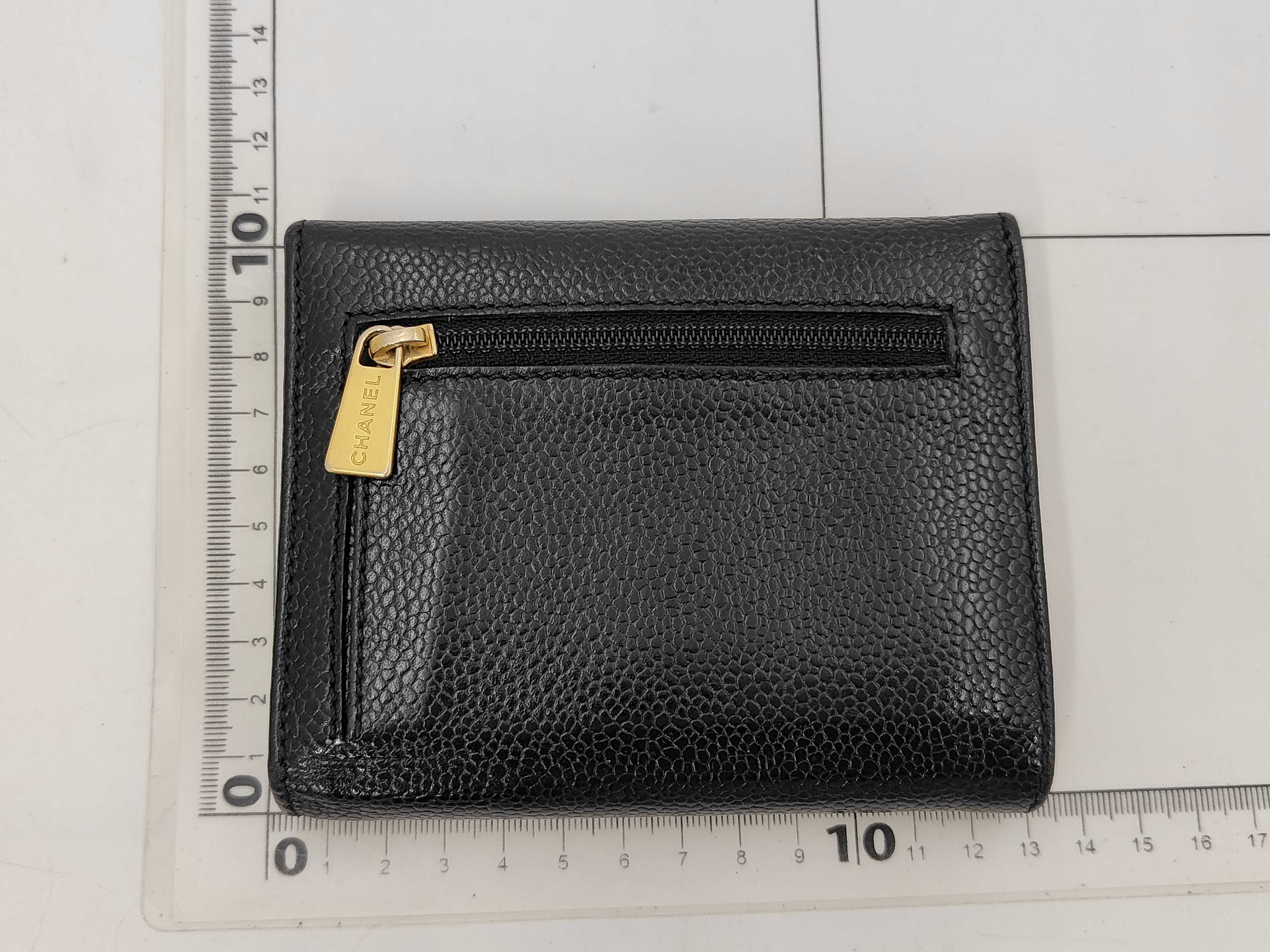 Coco Mark Black Caviar Leather Tri-fold Wallet with Seal, Serial Number 6 — view 2