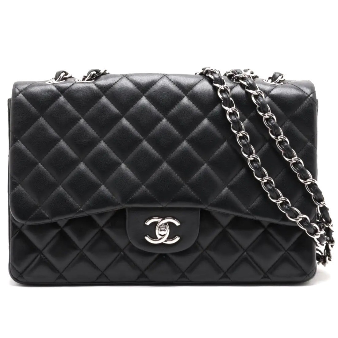 Large Matelassé 30 Lambskin Single Flap Double Chain Bag