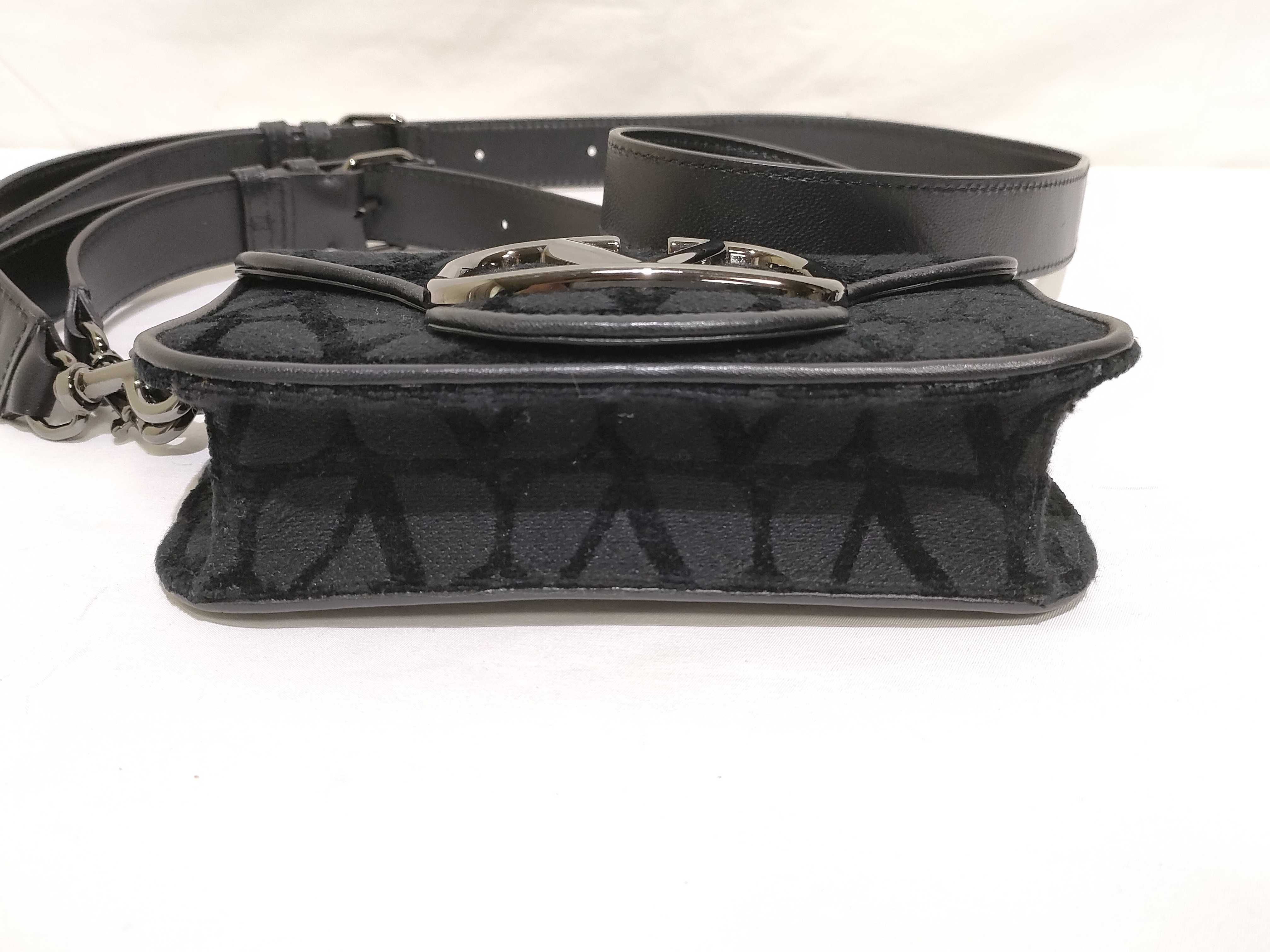 V-logo Leather 2-Way Shoulder Bag, Black — view 7