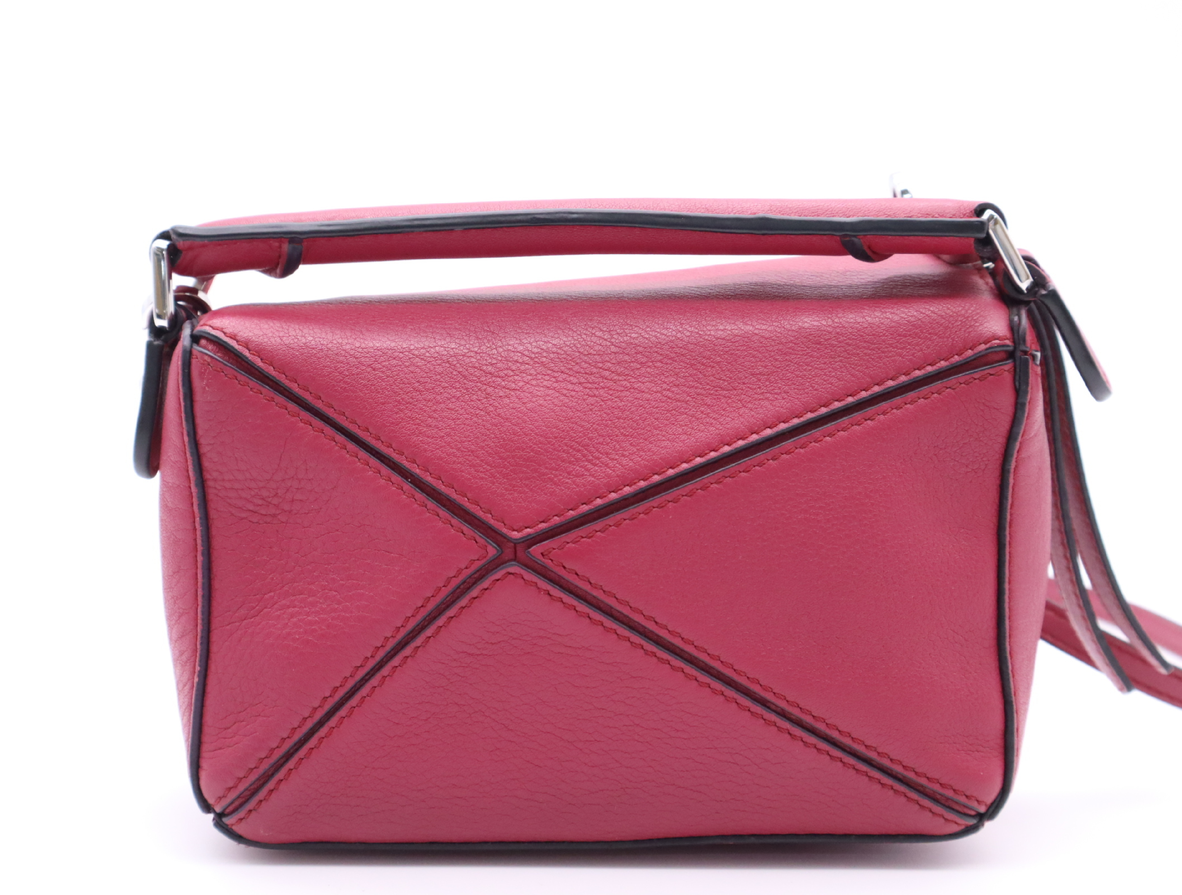 Leather Puzzle Bag, Pink, Silver Hardware, with Shoulder Strap, Shoulder Bag — view 2