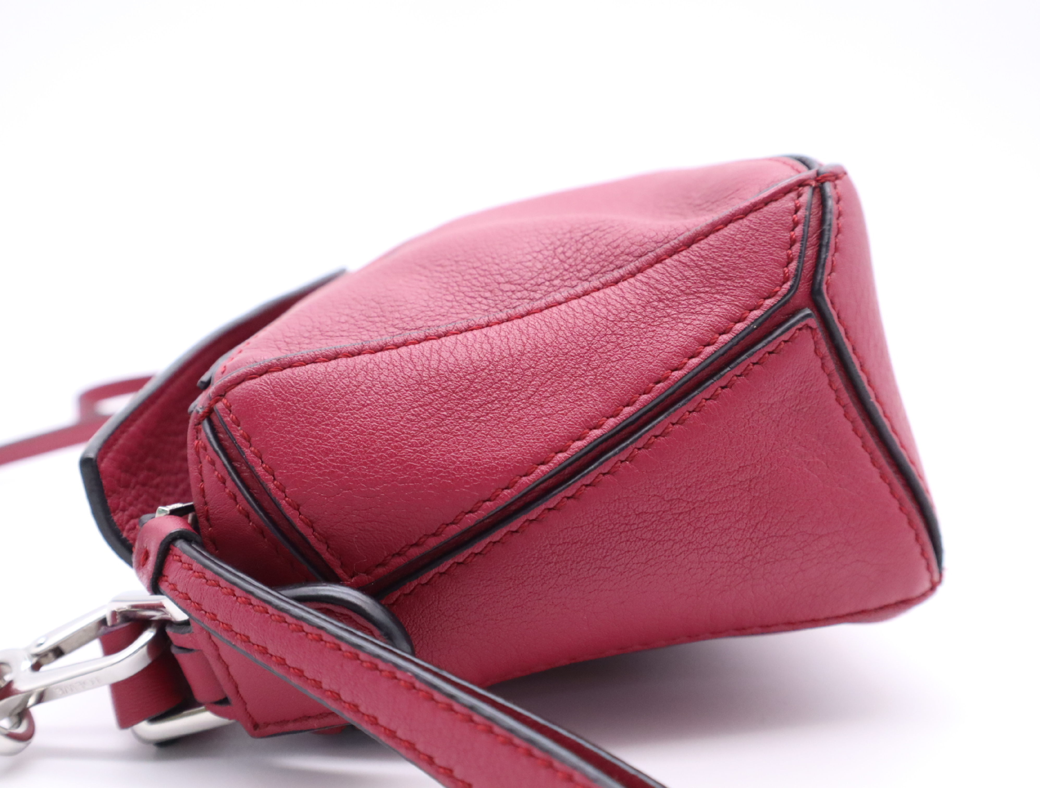 Leather Puzzle Bag, Pink, Silver Hardware, with Shoulder Strap, Shoulder Bag — view 3