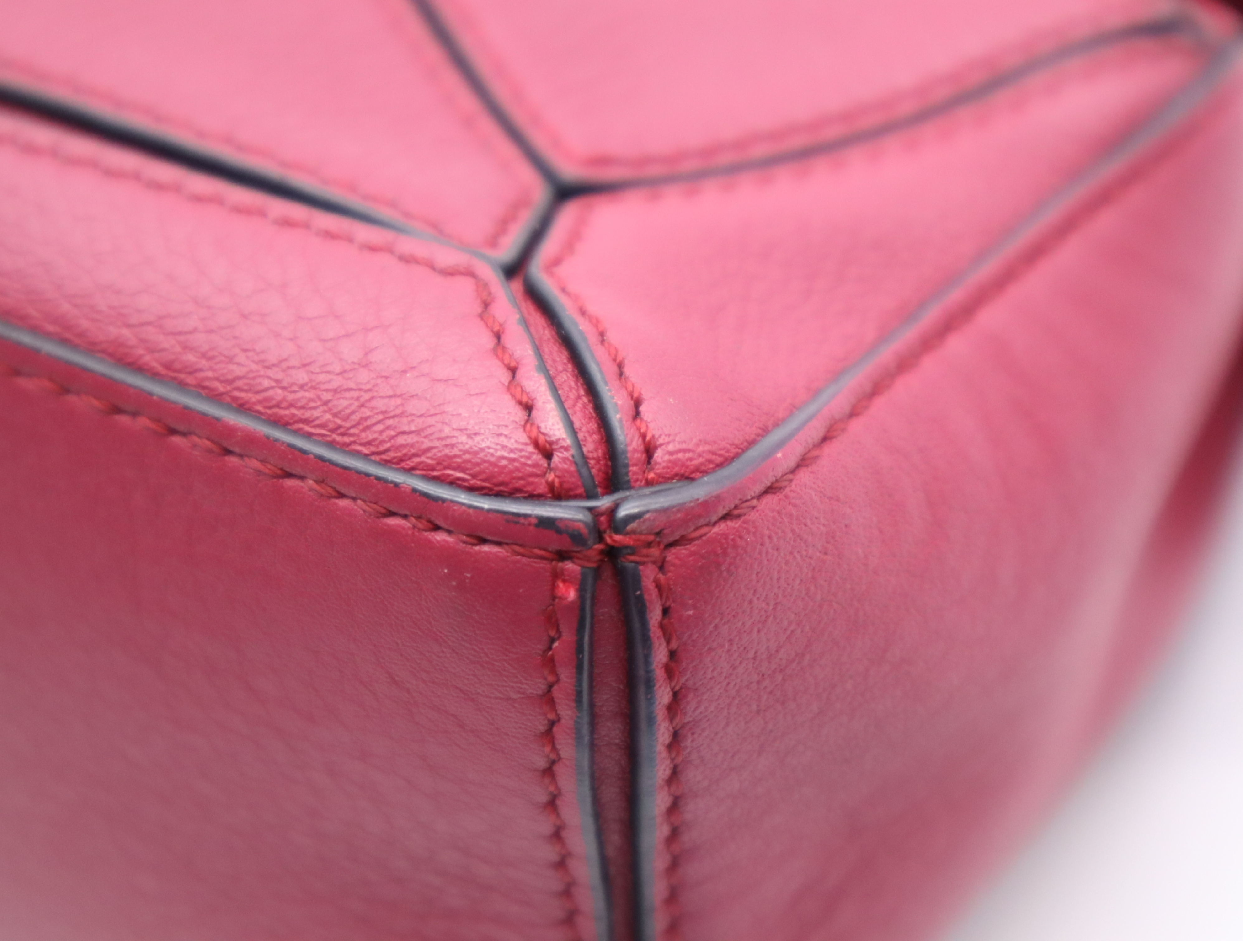 Leather Puzzle Bag, Pink, Silver Hardware, with Shoulder Strap, Shoulder Bag — view 7